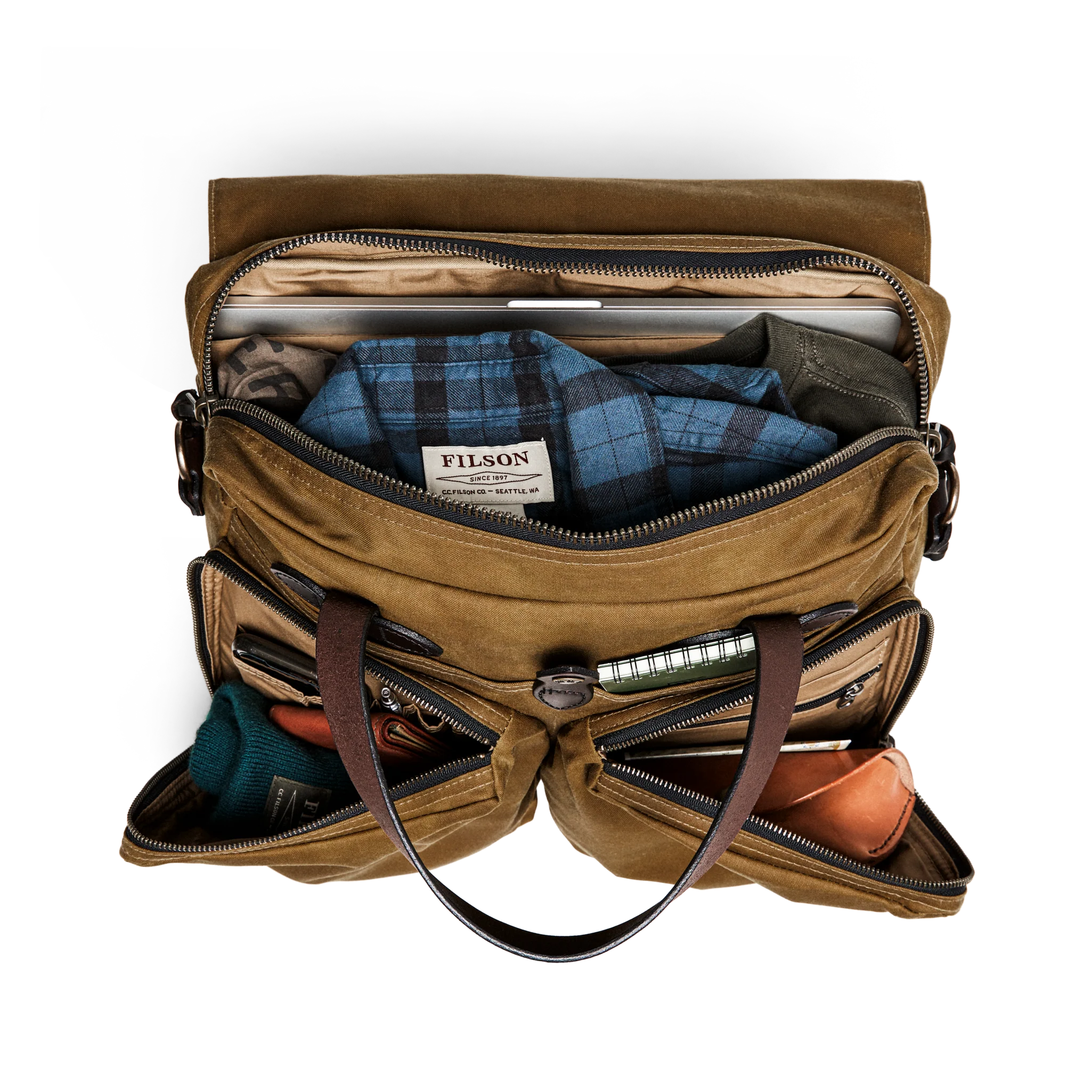 24 Hour Tin Cloth Briefcase - Dark Tan - Image 10