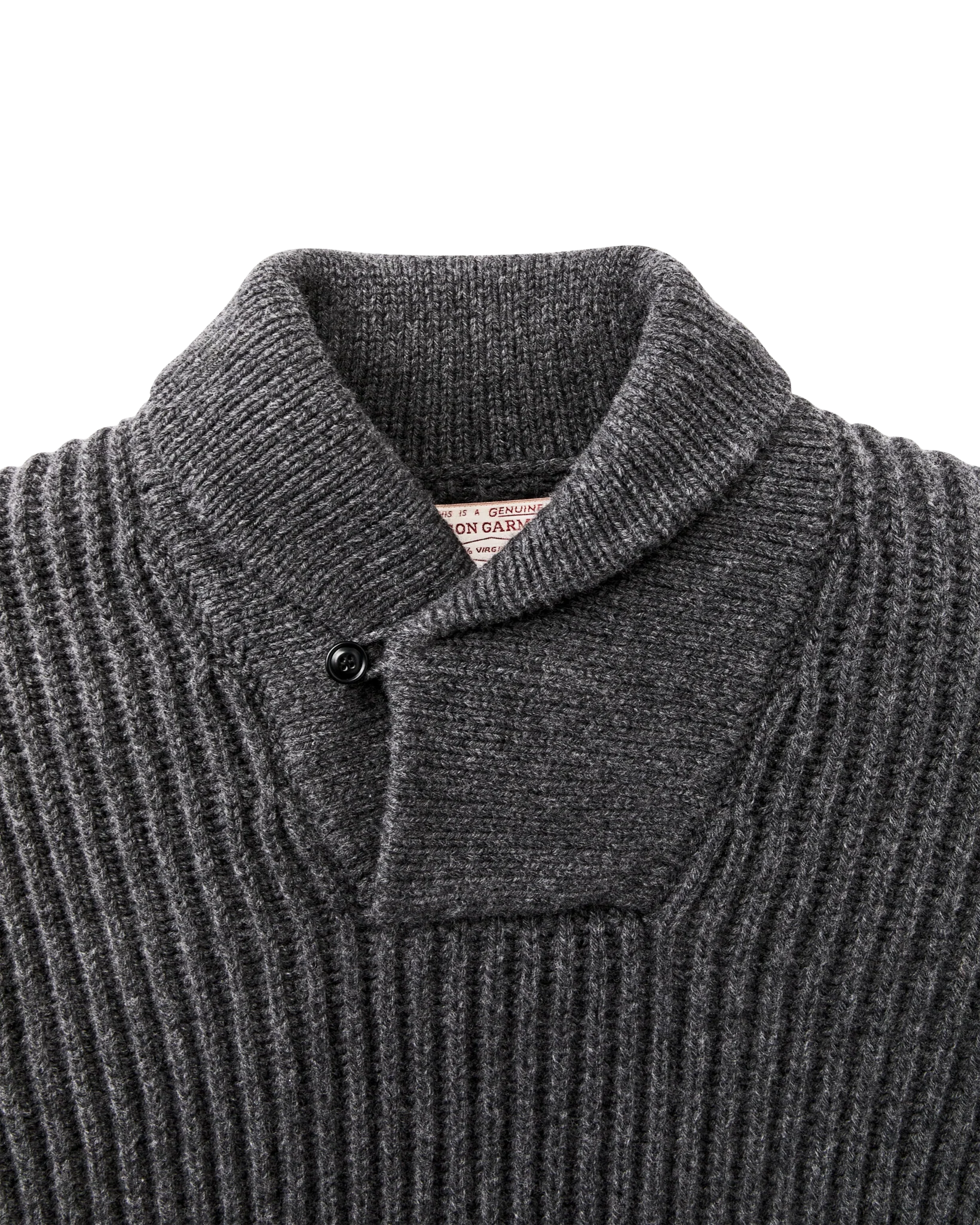 Bristol Shawl Neck Sweater - Gray Heather / Dark Charcoal Stripe - Image 5