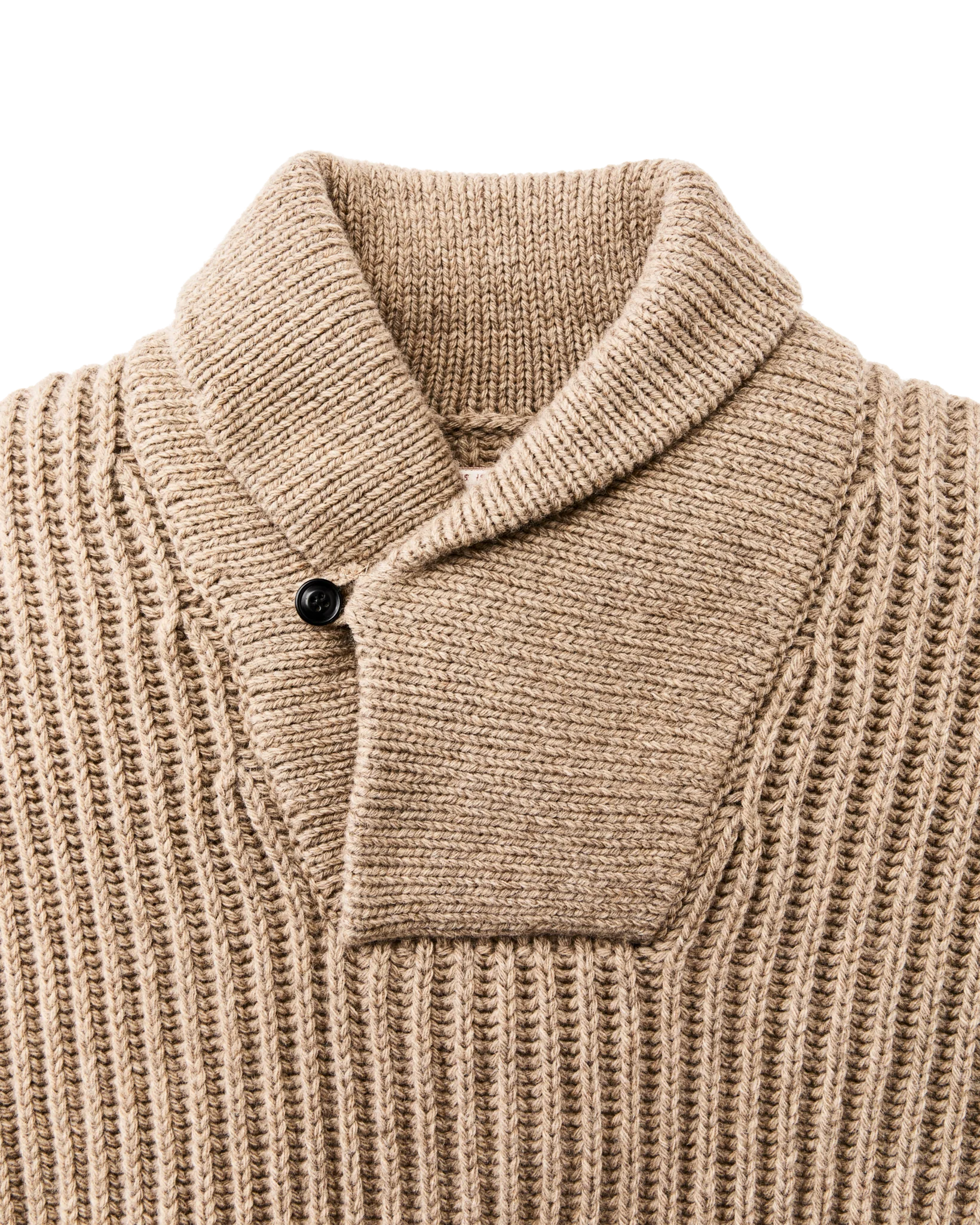 Bristol Shawl Neck Sweater  - Oatmeal Heather / Flame Stripe - Image 3
