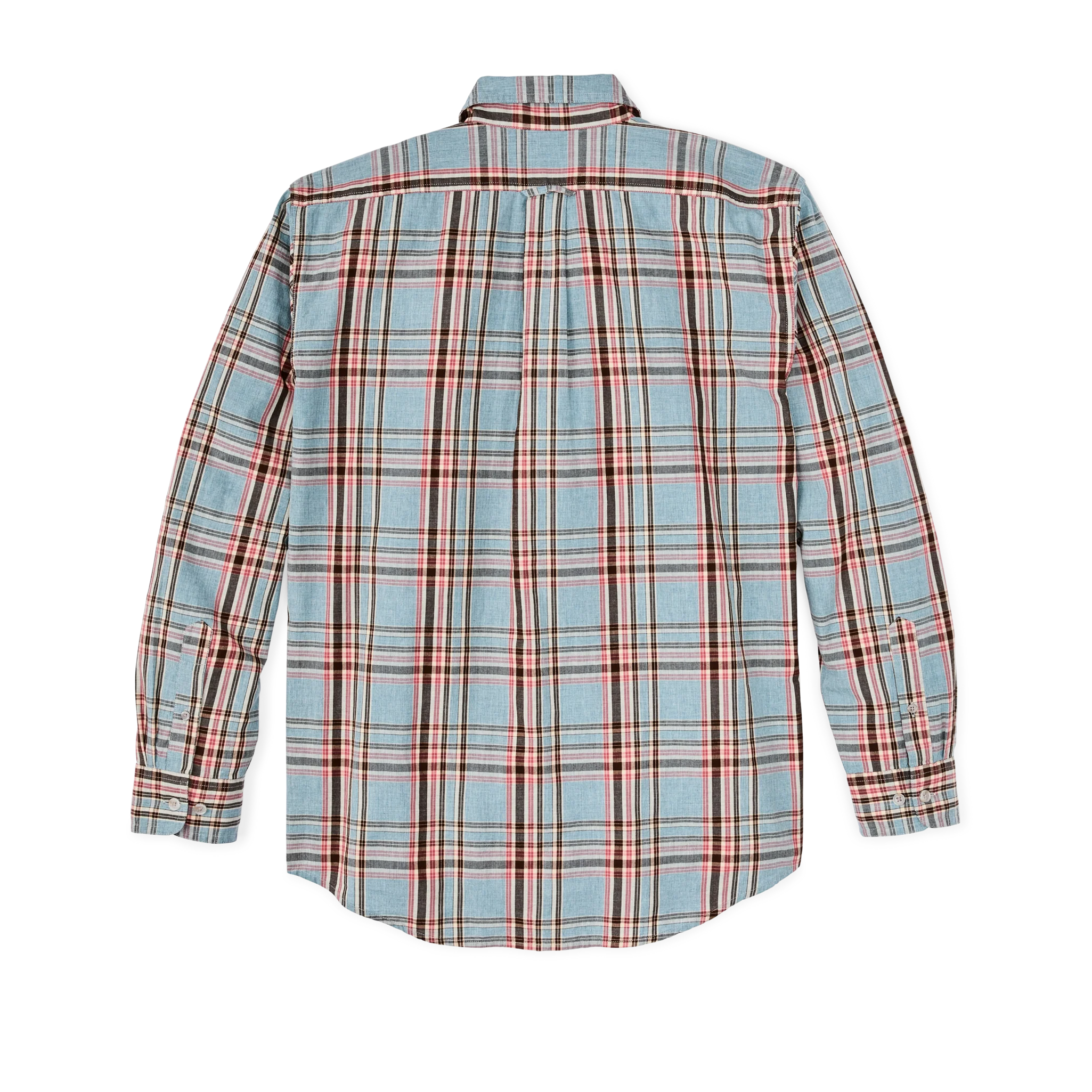 Filson's Washed Feather Cloth Shirt - Light Blue / Red / Natural Plaid - Image 2