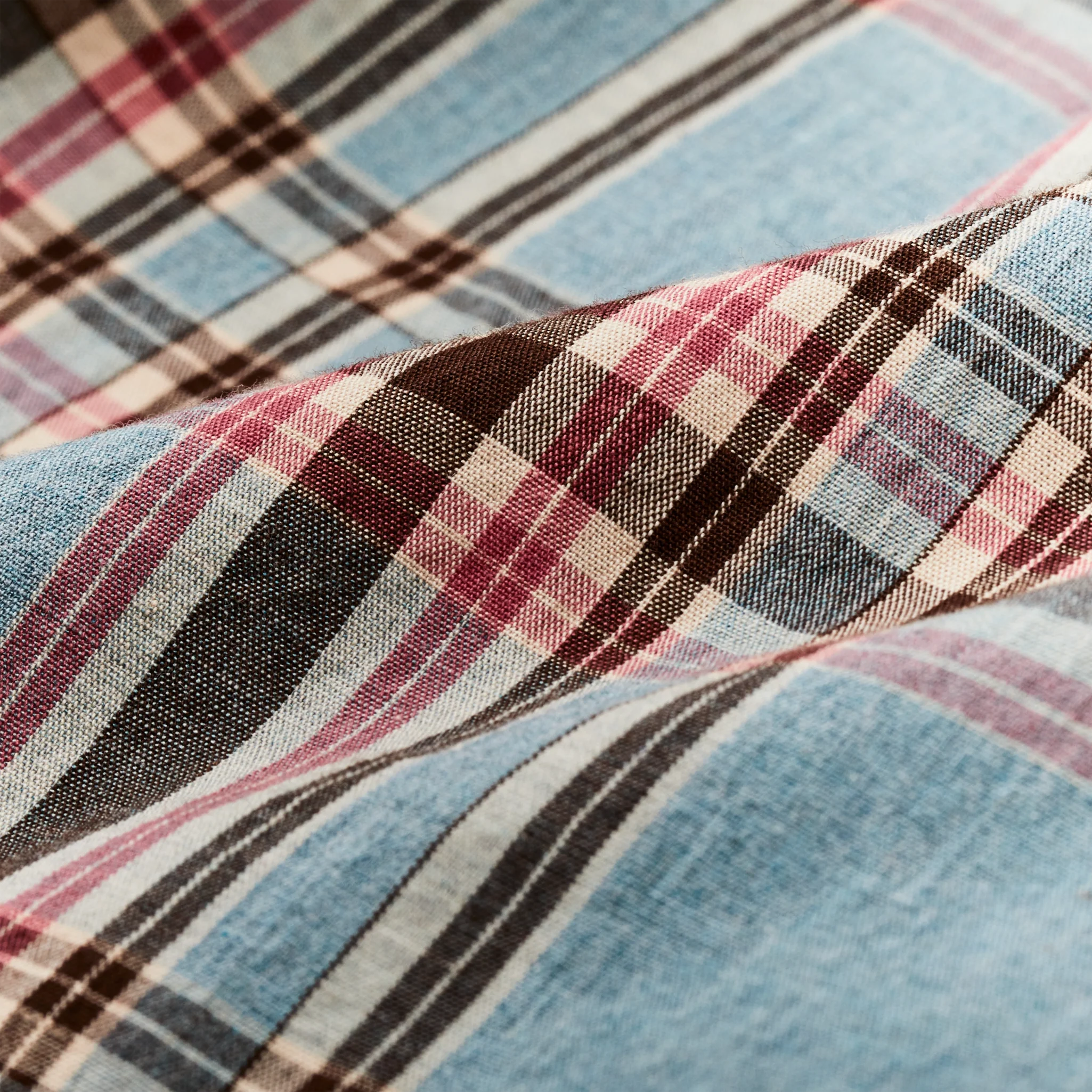 Filson's Washed Feather Cloth Shirt - Light Blue / Red / Natural Plaid - Image 5