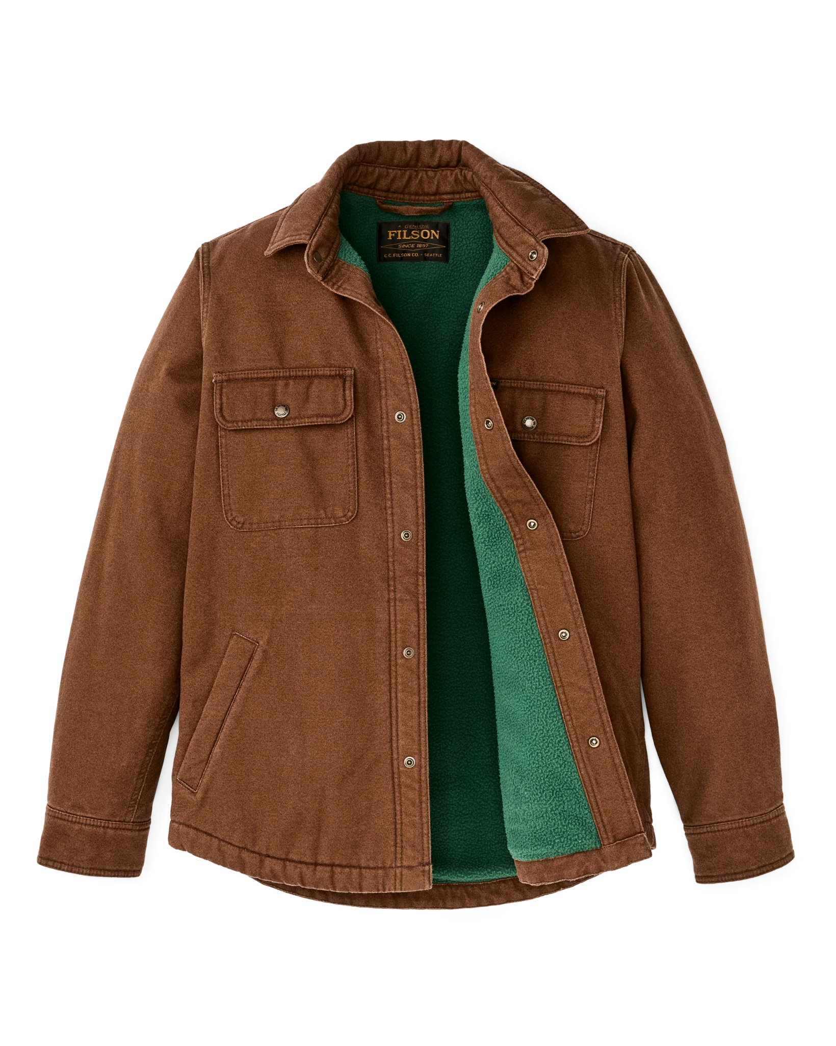 Fleece Lined Jac-shirt - Brown - Image 3