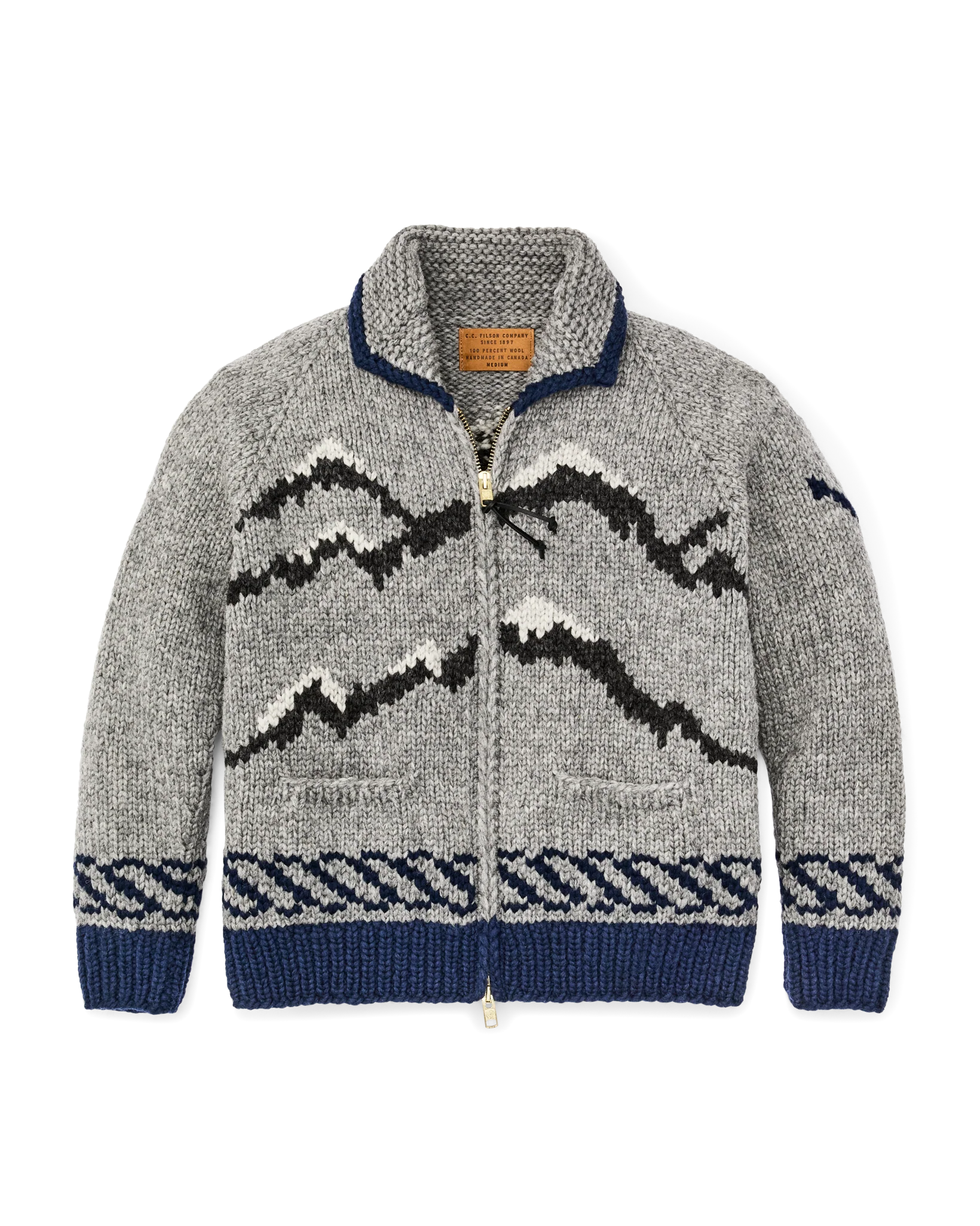 Handmade Full-zip Sweater - Heather Gray / Fishing Boat - Image 3