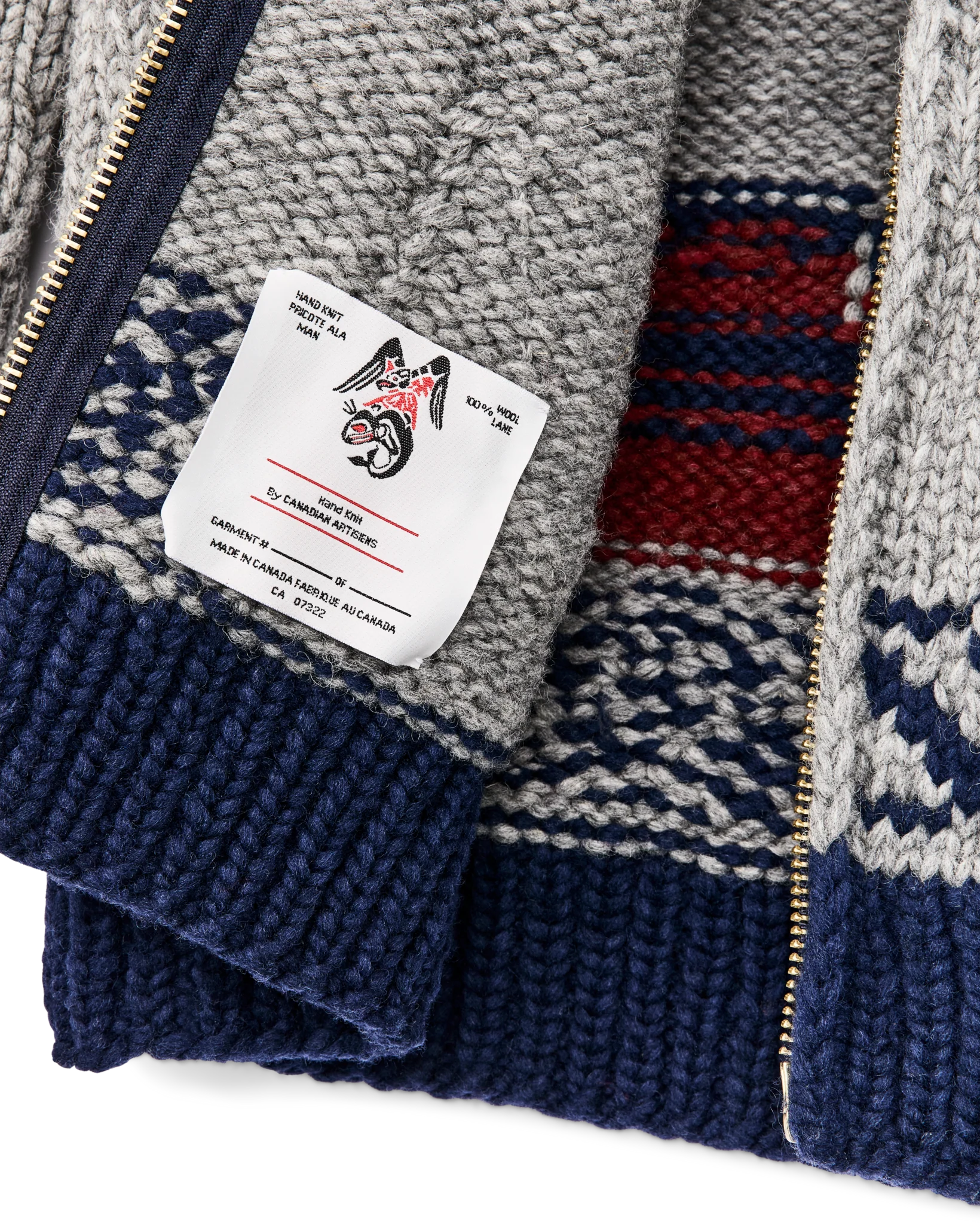 Handmade Full-zip Sweater - Heather Gray / Fishing Boat - Image 6