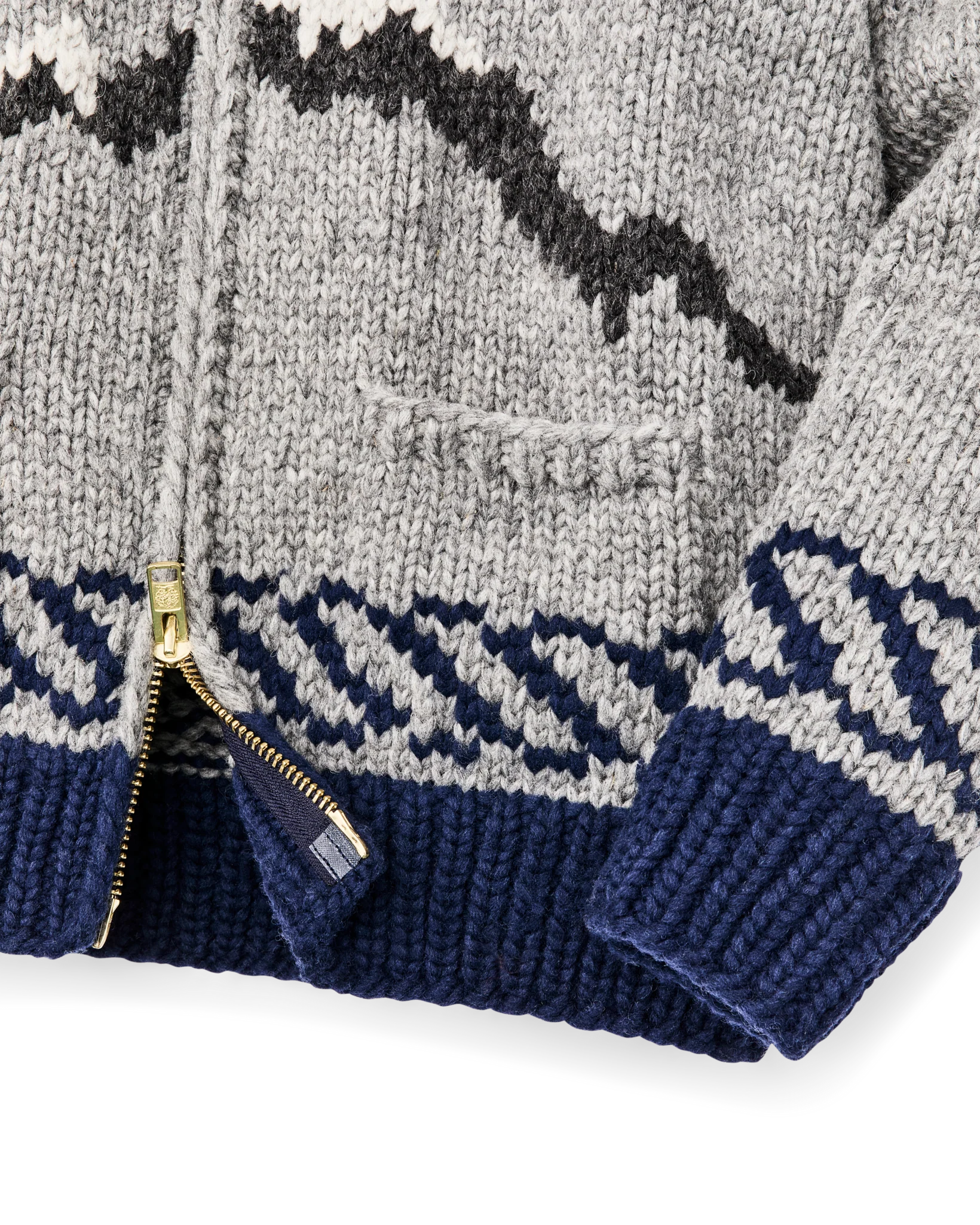 Handmade Full-zip Sweater - Heather Gray / Fishing Boat - Image 7