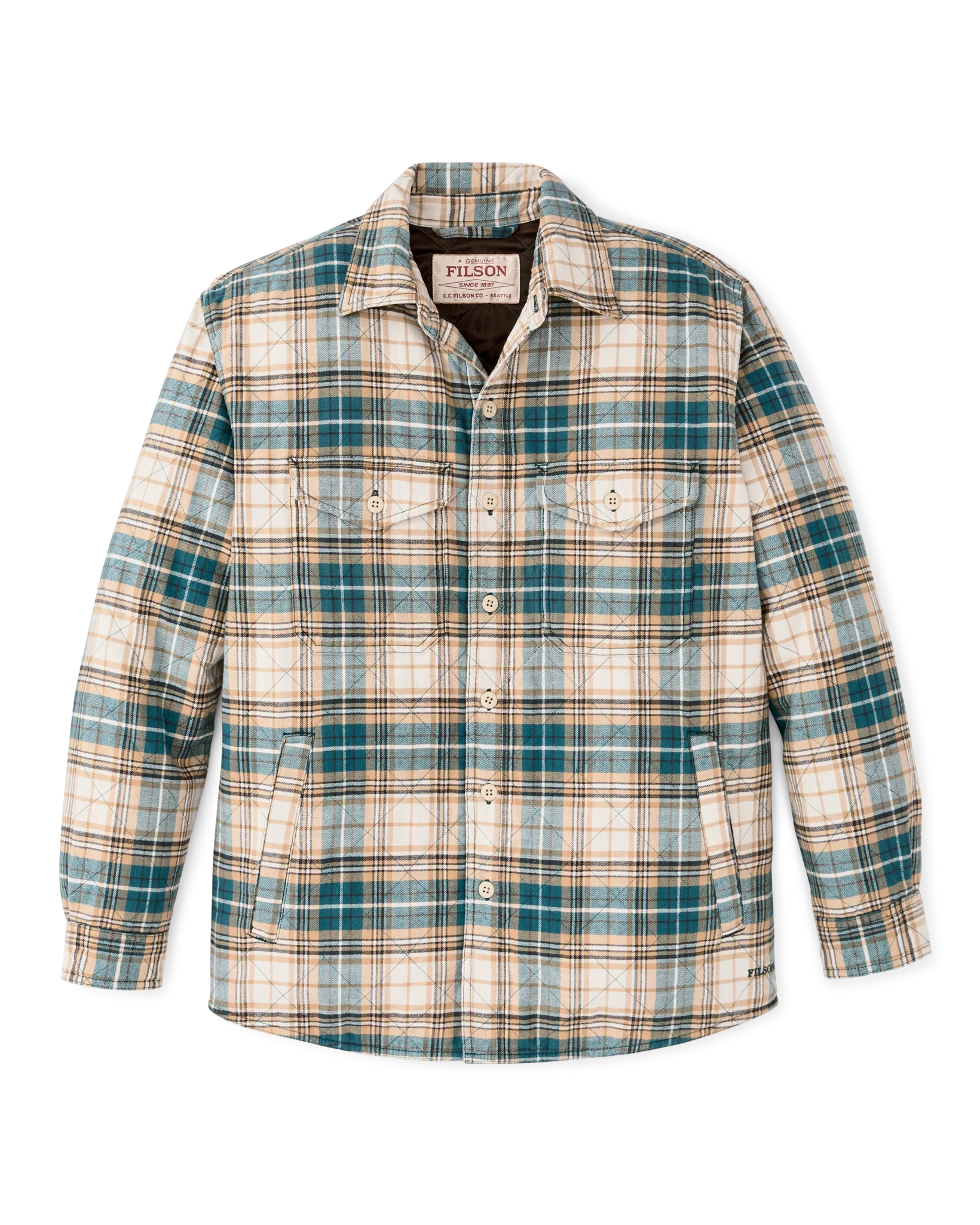 Insulated Flannel Jac-shirt - Teal / Khaki Plaid - Image 4