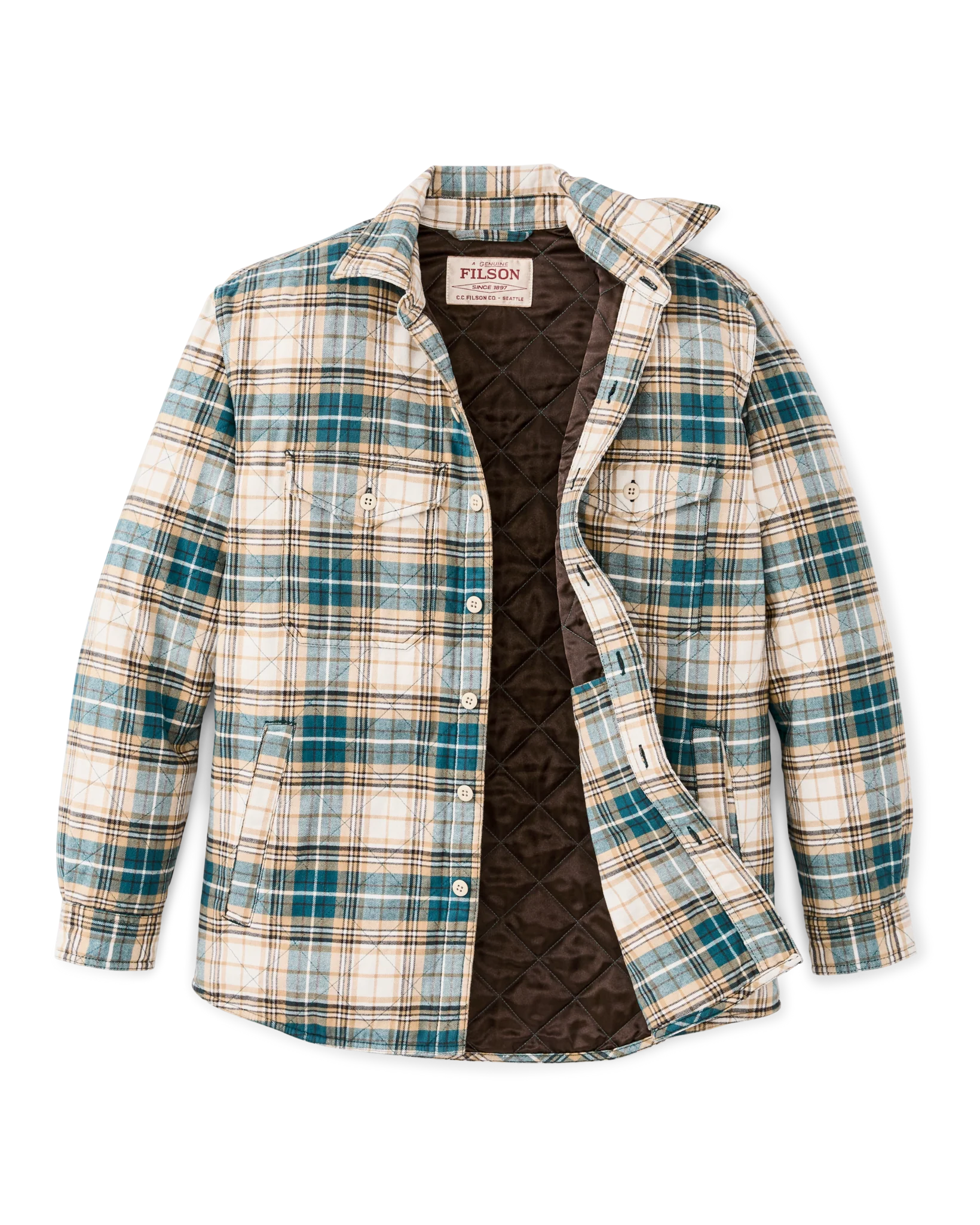 Insulated Flannel Jac-shirt - Teal / Khaki Plaid - Image 6