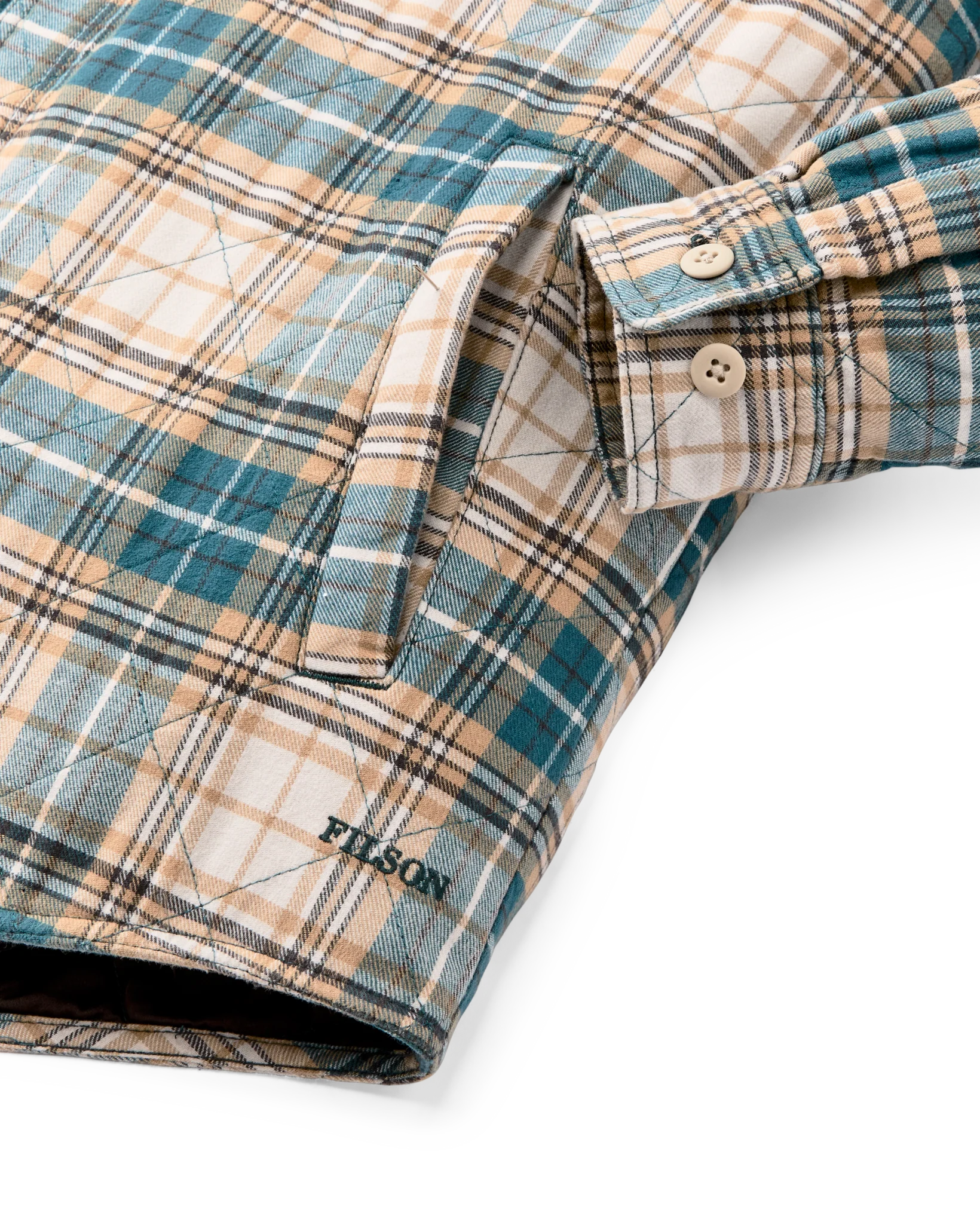Insulated Flannel Jac-shirt - Teal / Khaki Plaid - Image 7