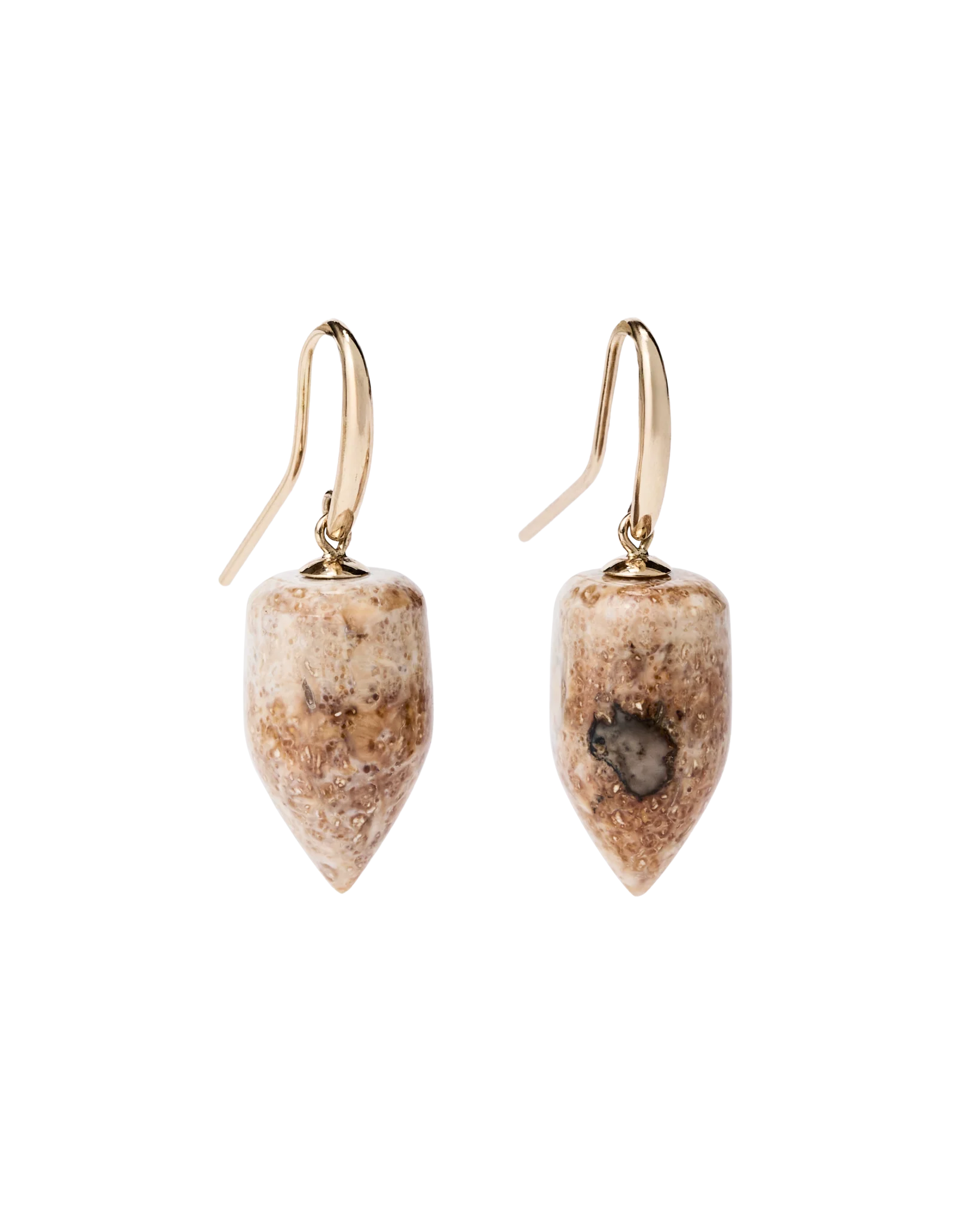Ivory Jacks 14k Fossil Tusk Bullet Earrings - 14kyg - Image 3