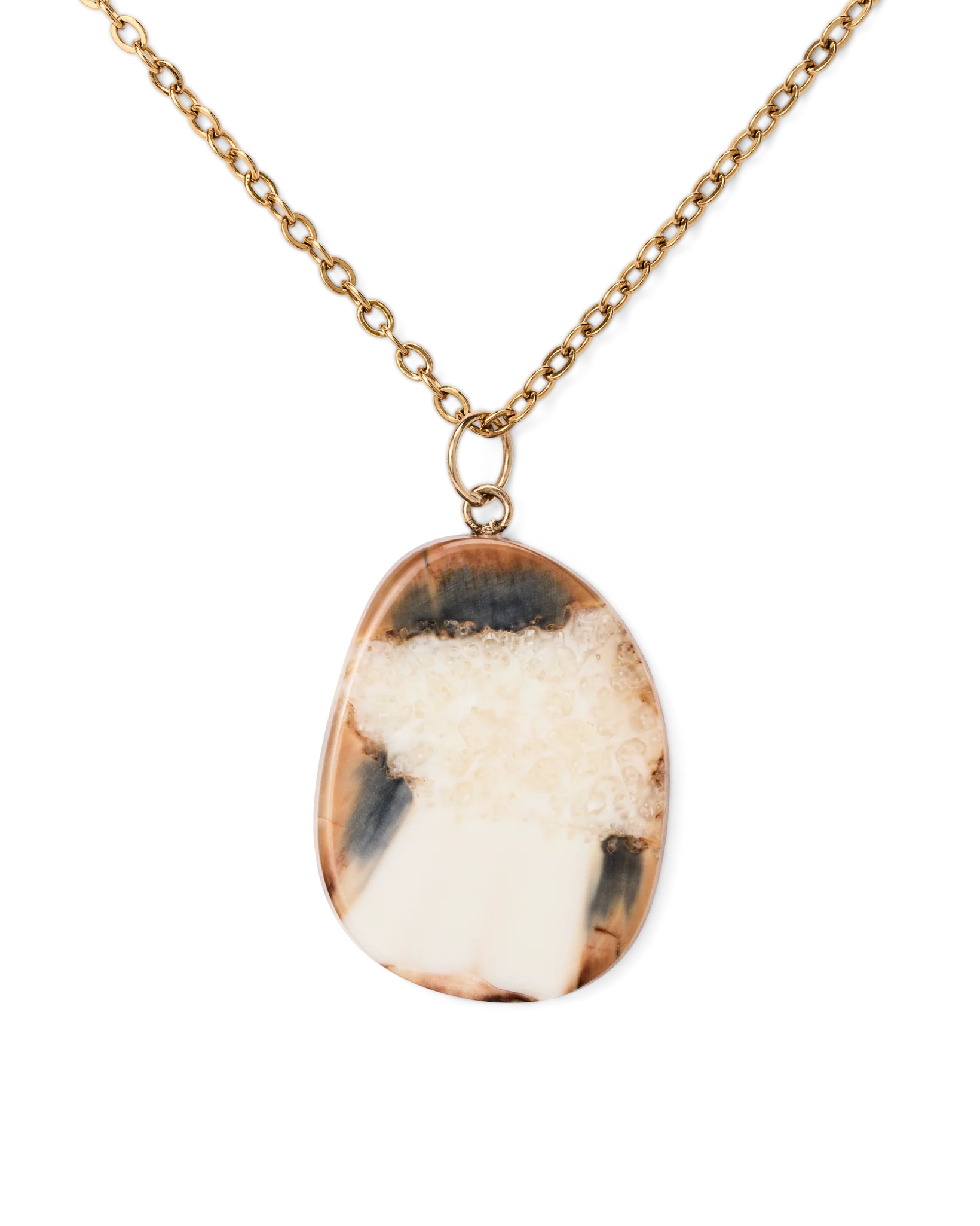 Ivory Jacks  14k Fossil Tusk Pendant - 14kyg - Image 4