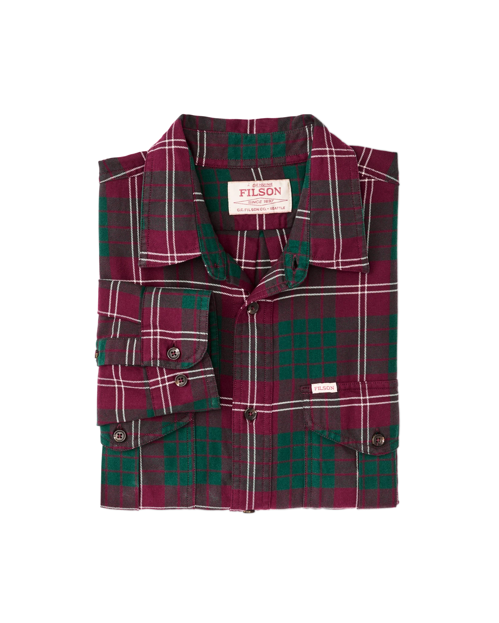 Lightweight Alaskan Guide Shirt - Green / Burgundy / Multi Plaid - Image 3