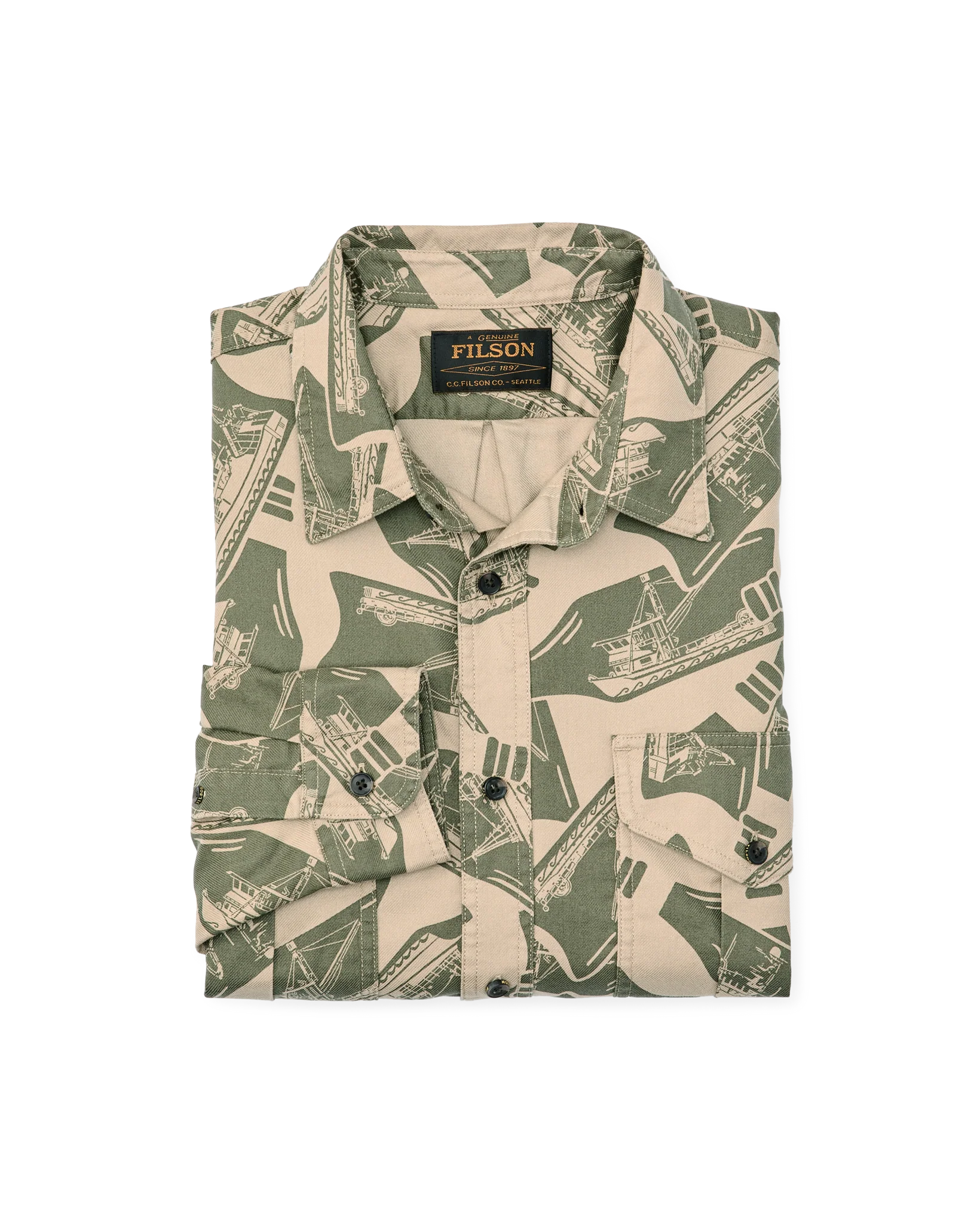 Lightweight Alaskan Guide Shirt - Khaki / Print - Image 7