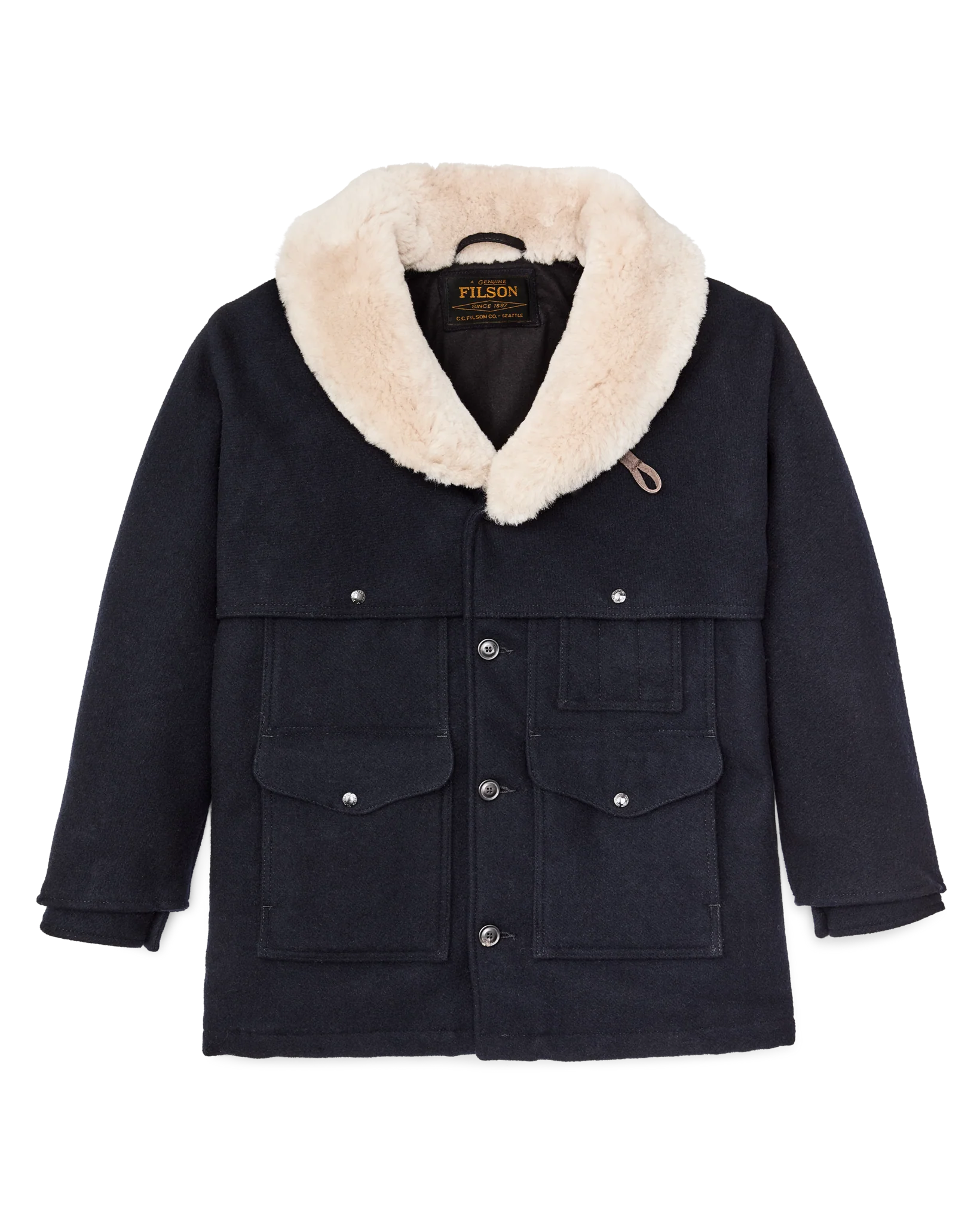 Lined Mackinaw Wool Packer Coat - Dark Navy - Image 3