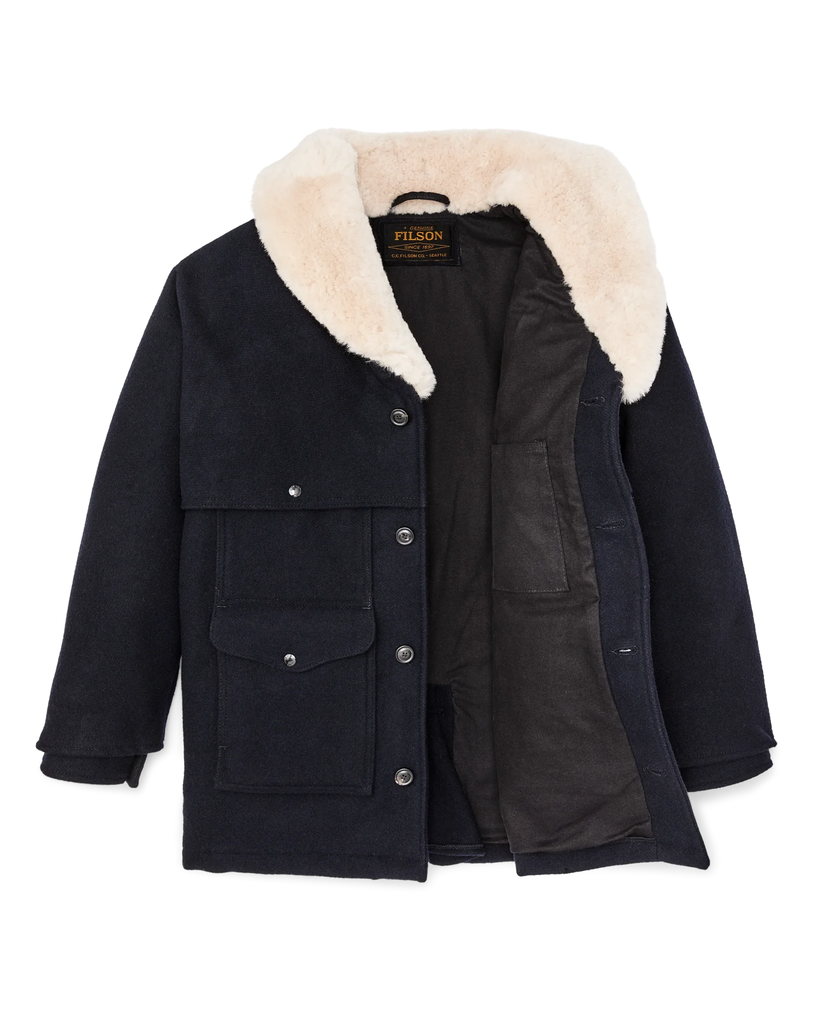 Lined Mackinaw Wool Packer Coat - Dark Navy - Image 5