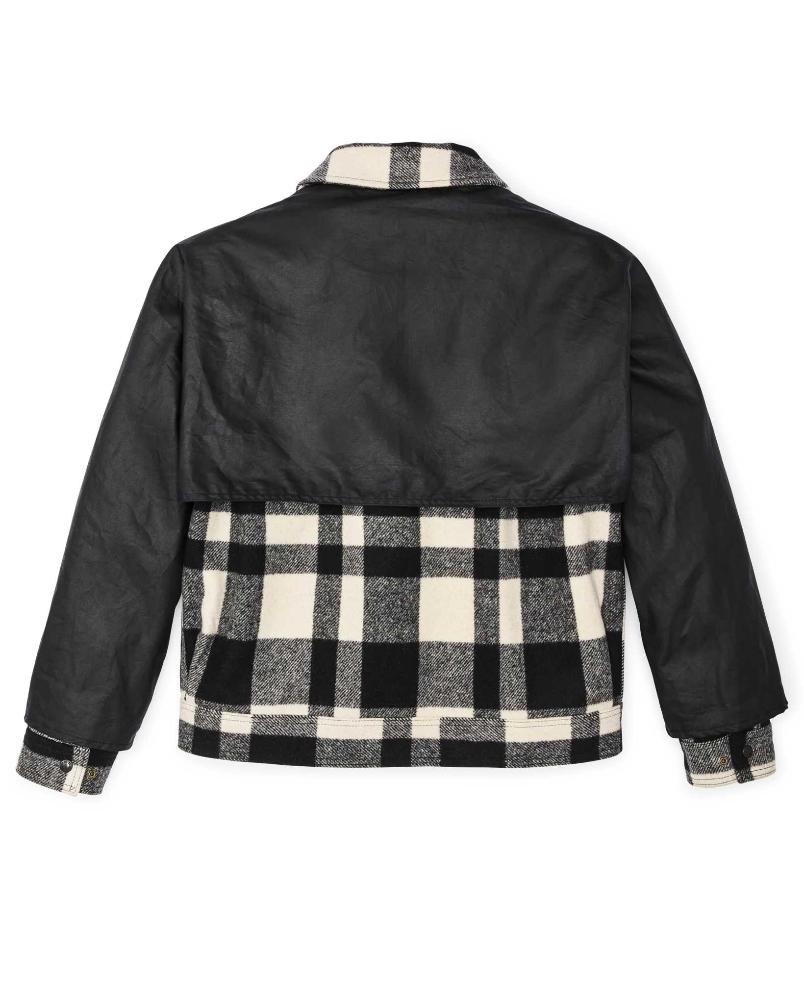 Mackinaw Wool Caped Jacket - Natural Black Plaid Navy - Image 4