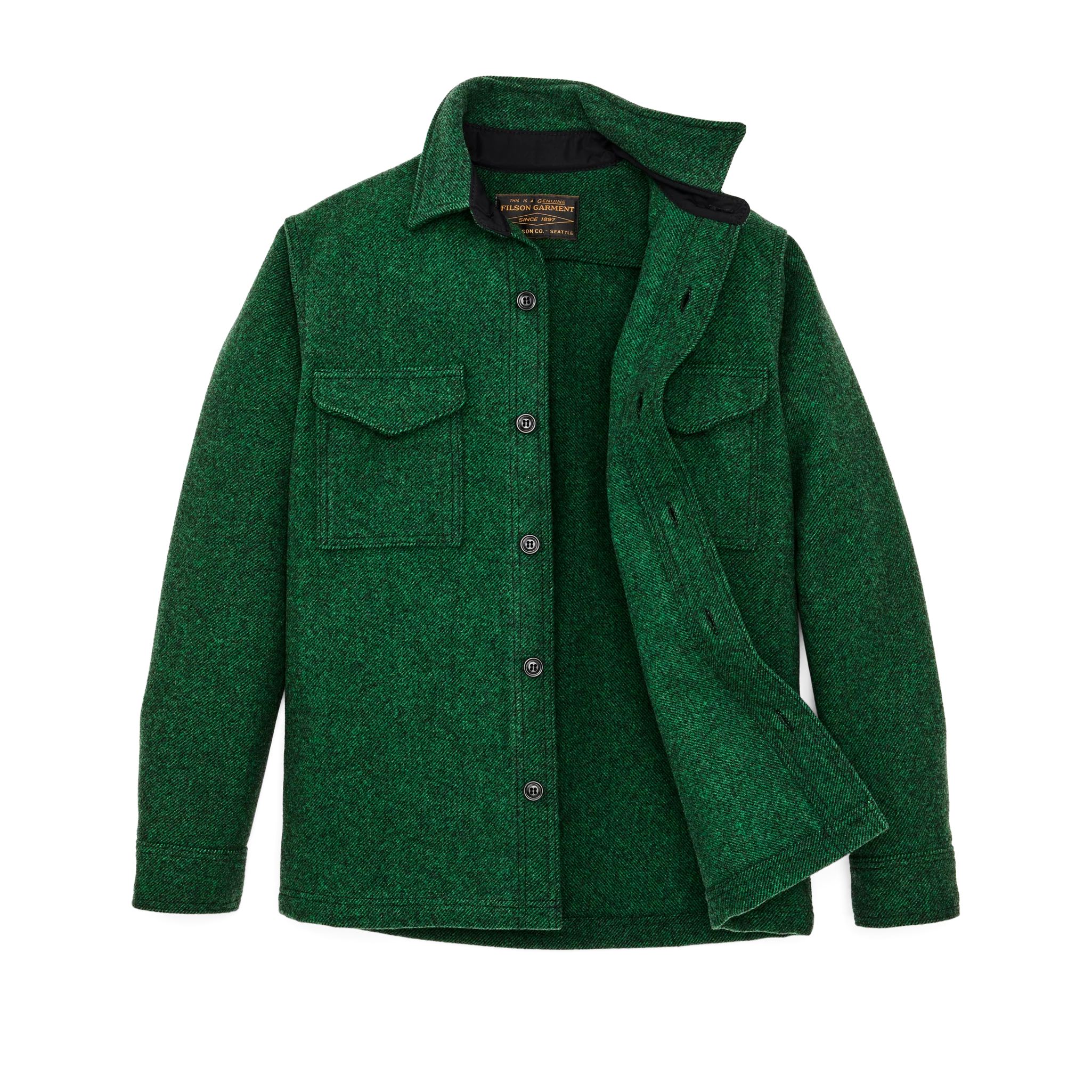 Mackinaw Wool Jac-shirt - Kelly Green / Black Twill - Image 3