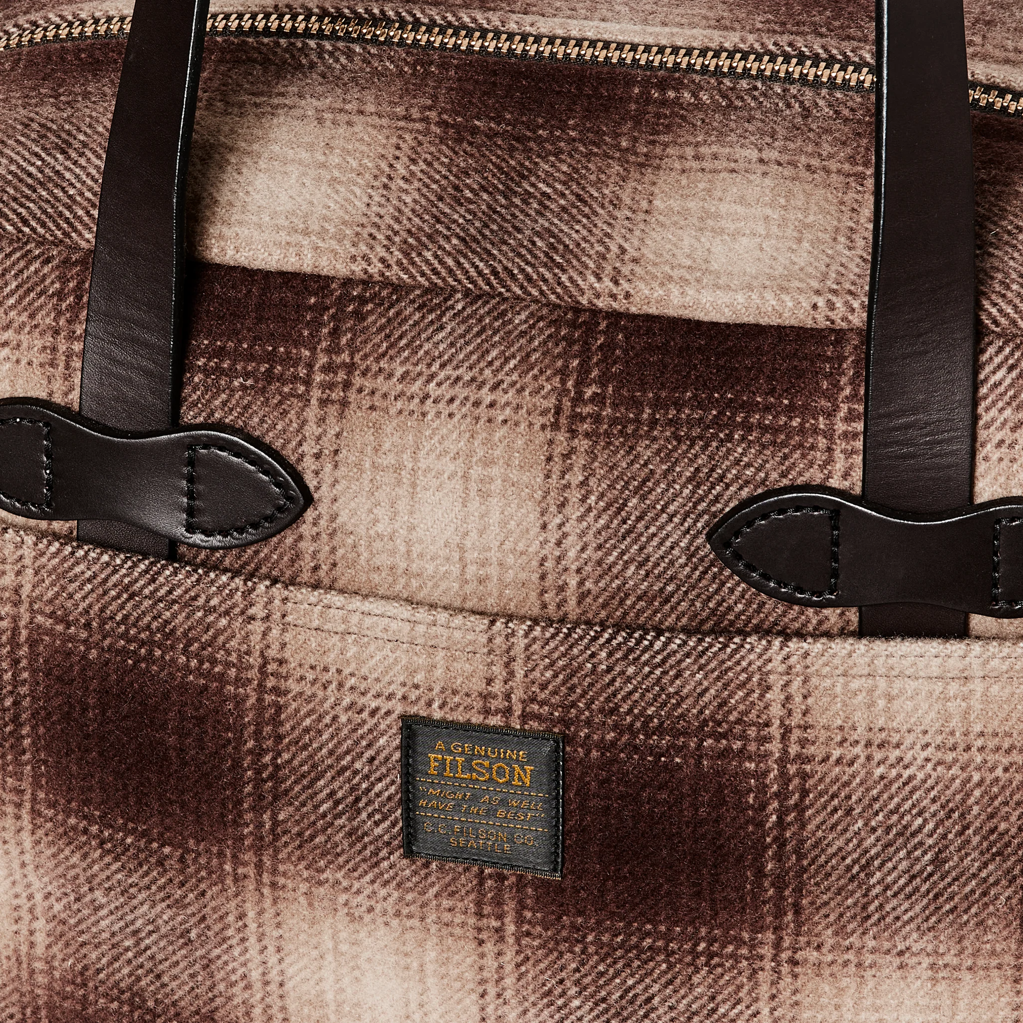 Mackinaw Wool Zipper Tote Bag - Brown / Tan Ombre - Image 6