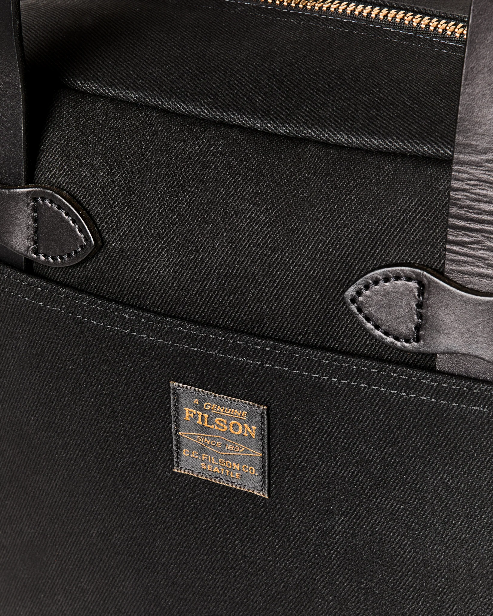Rugged Twill Zipper Tote Bag - Black - Image 6