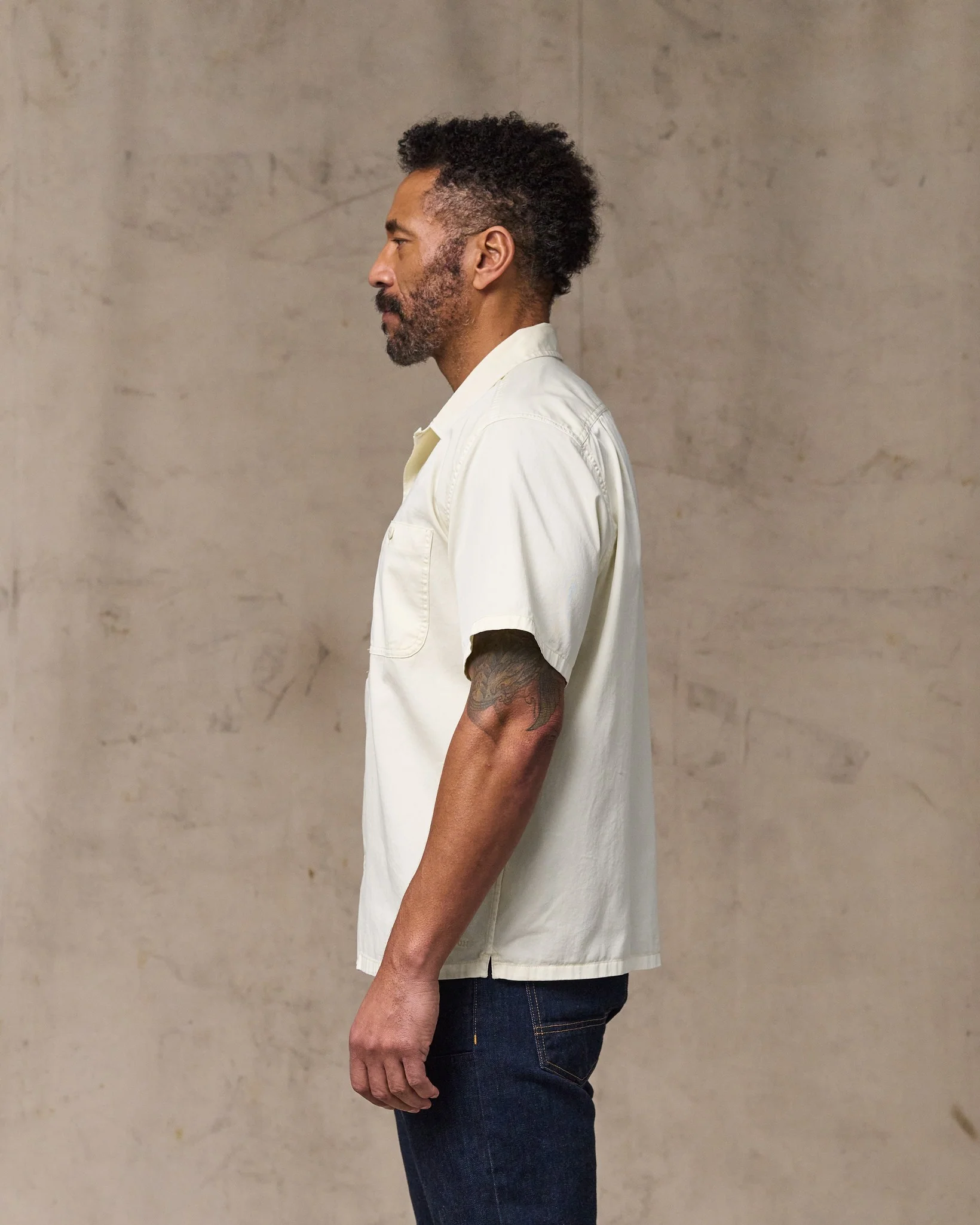 Short Sleeve 4.5-oz. Twill Shirt - Ivory - Image 3