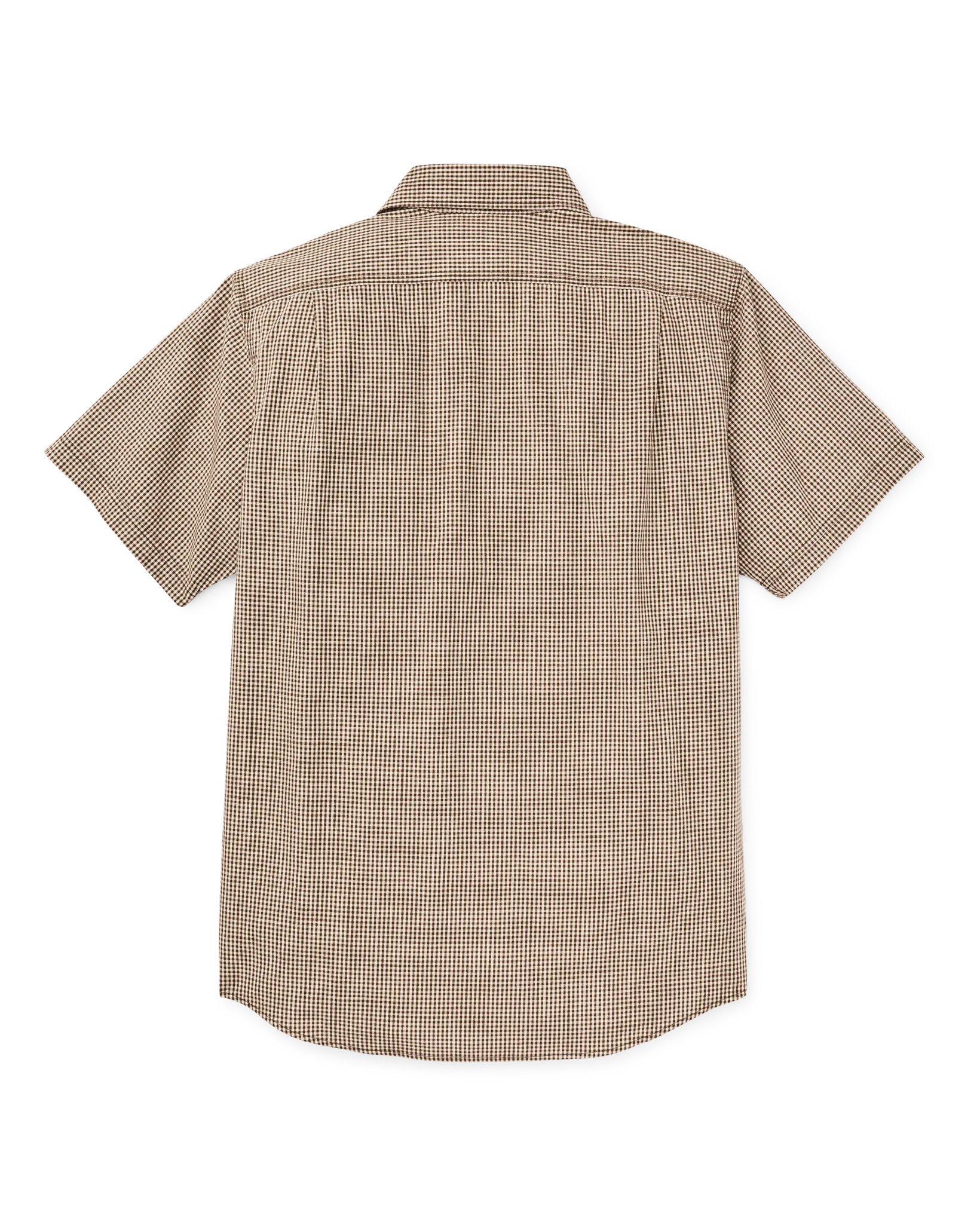 Short Sleeve Chambray Shirt - Coffee / Natural Plaid - Image 5