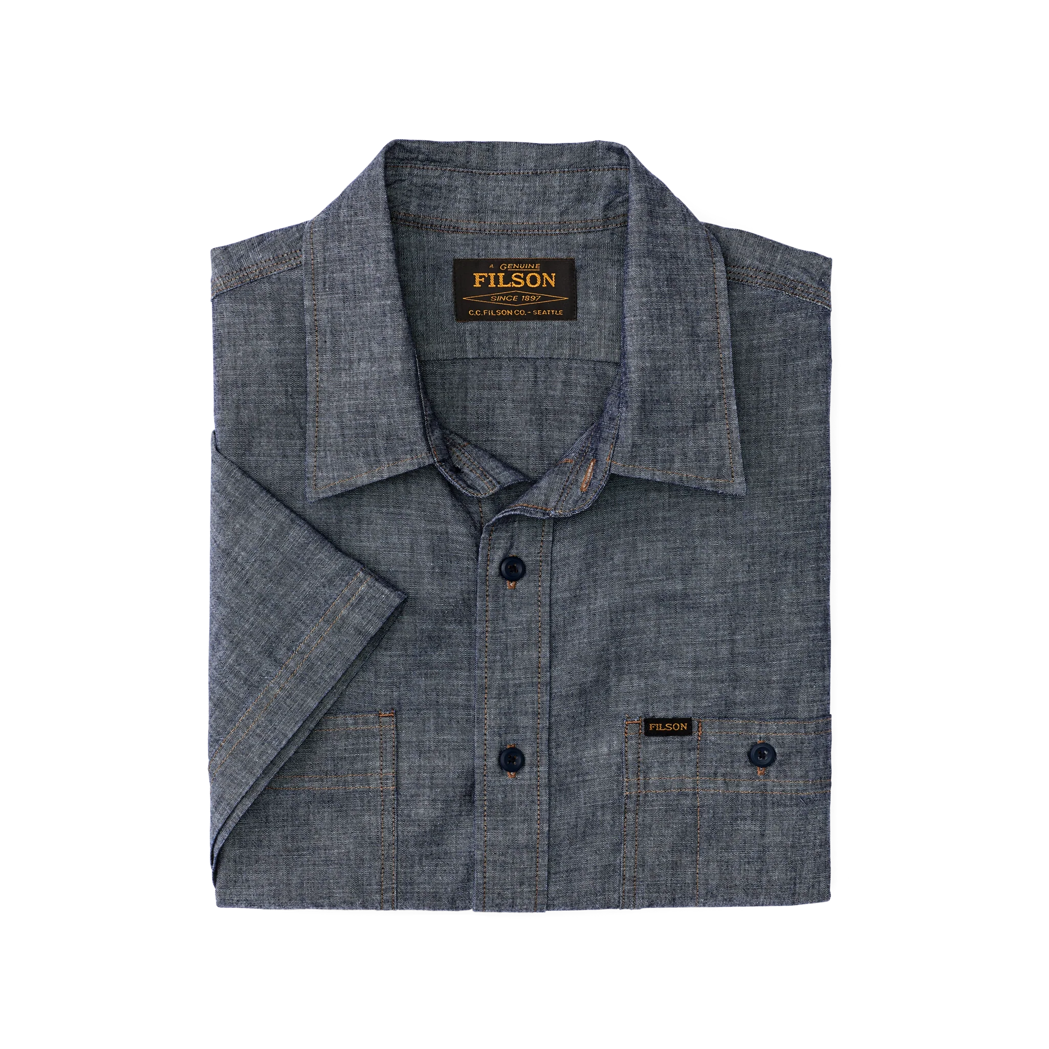 Short Sleeve Chambray Shirt  - Rinse Indigo - Image 3