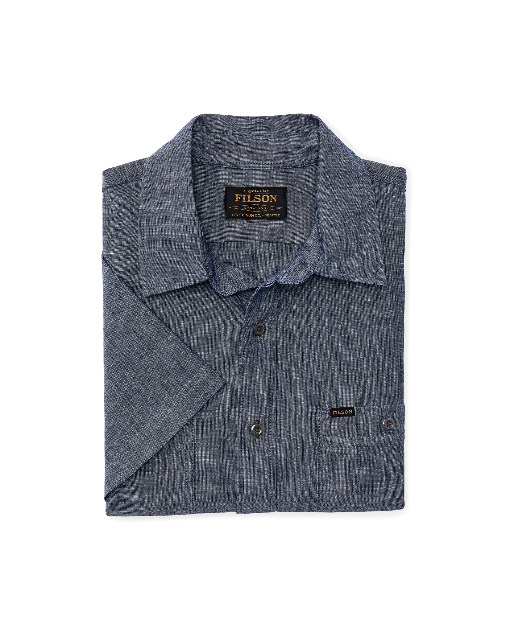 Short Sleeve Chambray Shirt - Vintage Fade - Image 6