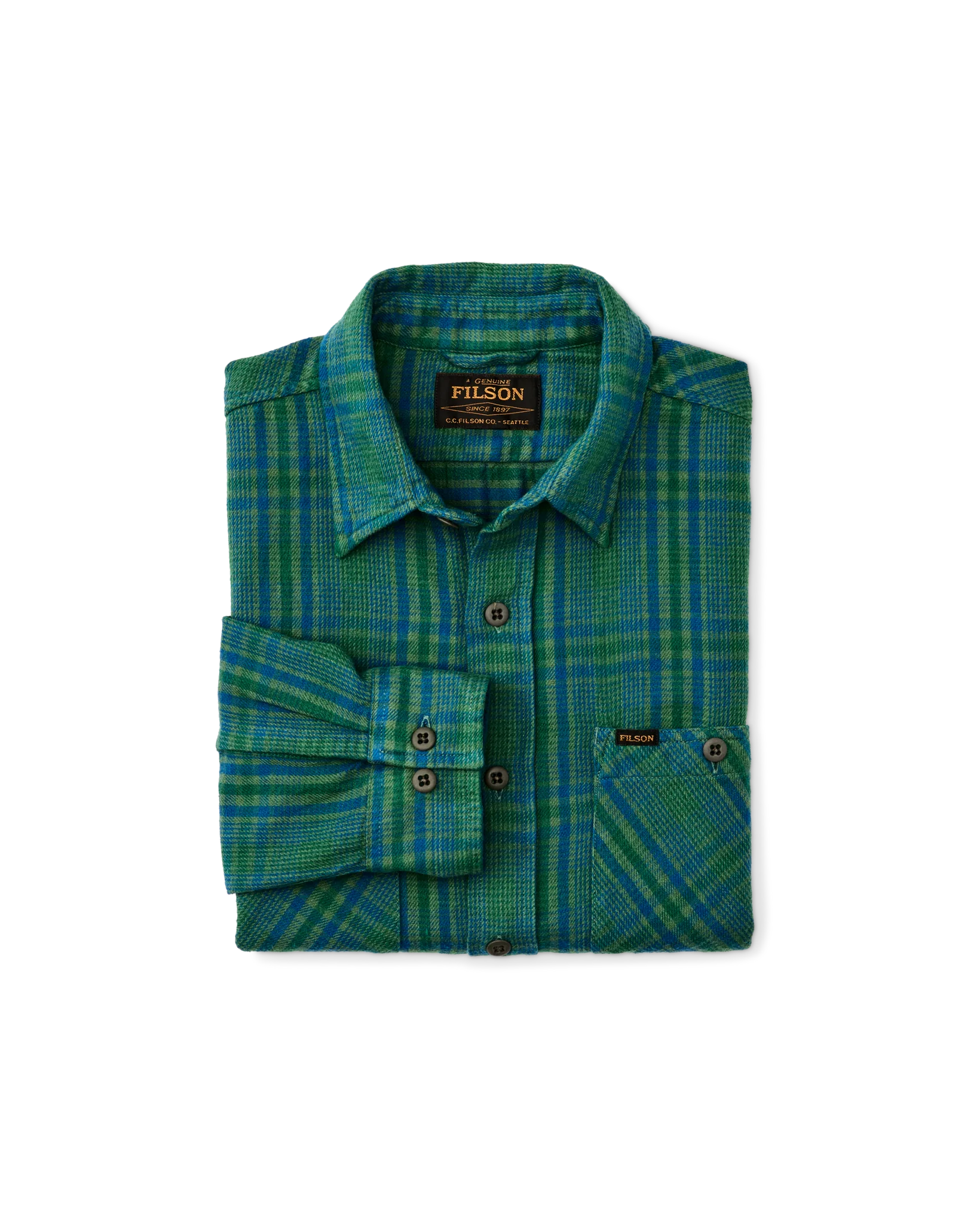 The Rangeland Flannel Shirt - Green / Blue Plaid - Image 3