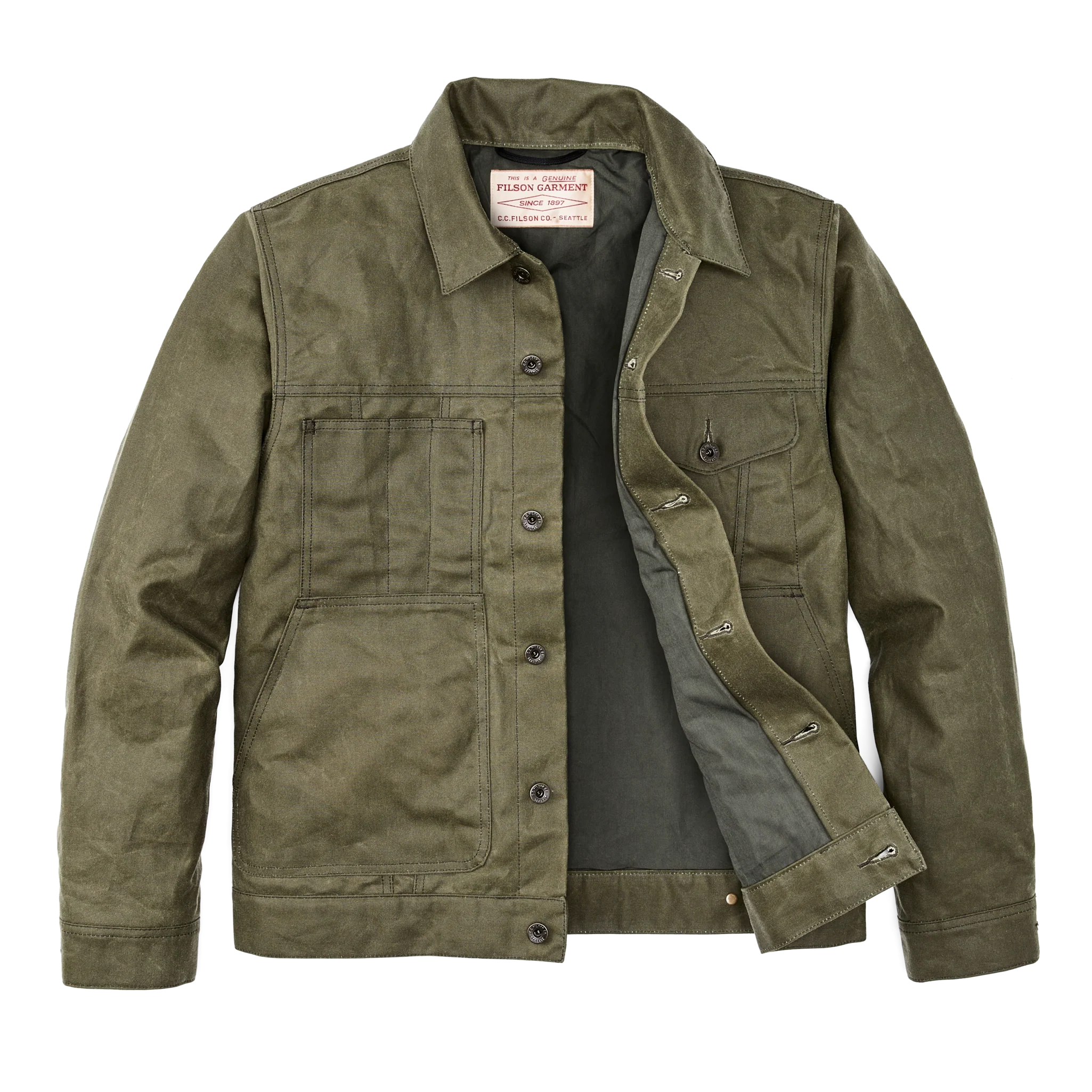 Tin Cloth Short Lined Cruiser Jacket - Military Green - Image 3