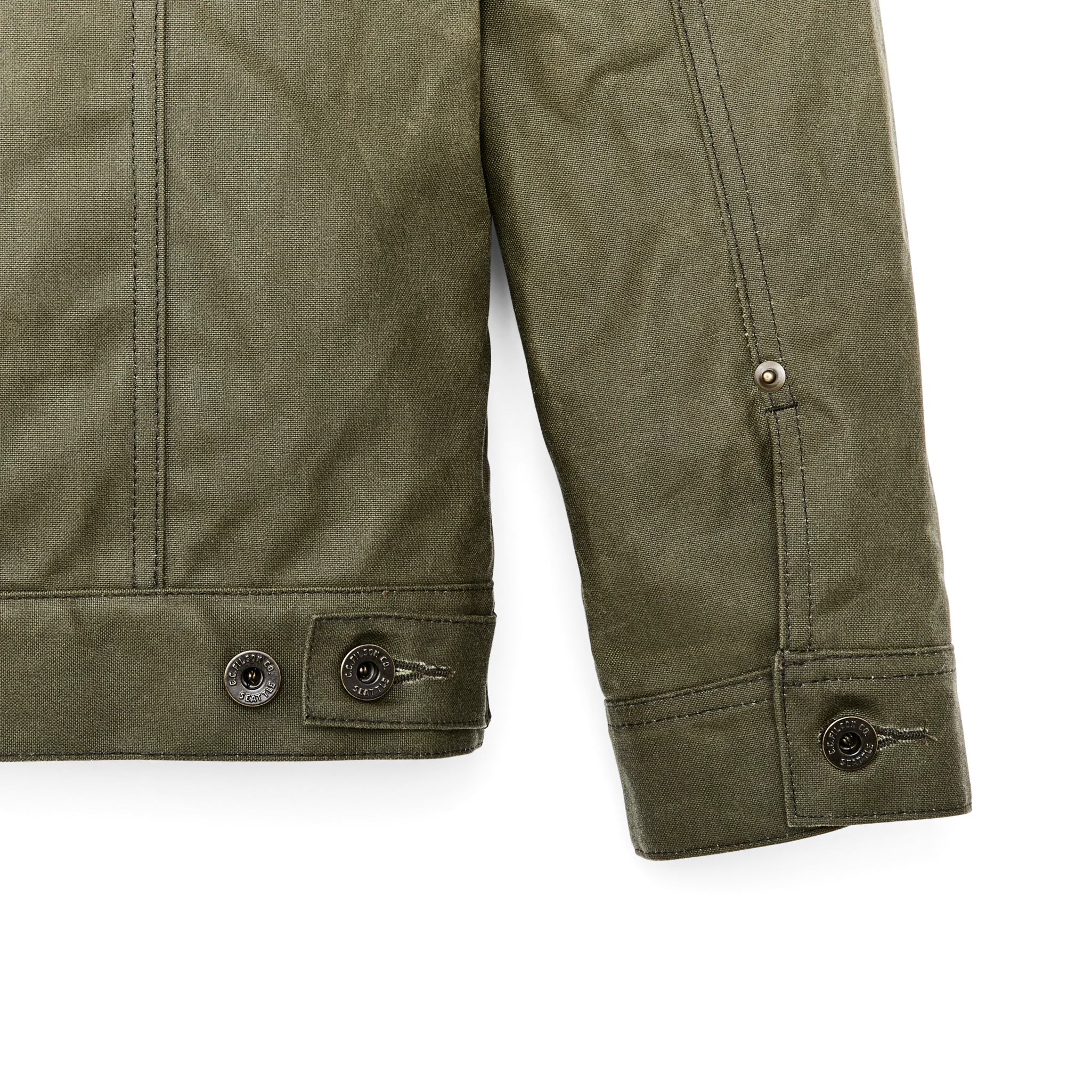 Tin Cloth Short Lined Cruiser Jacket - Military Green - Image 4