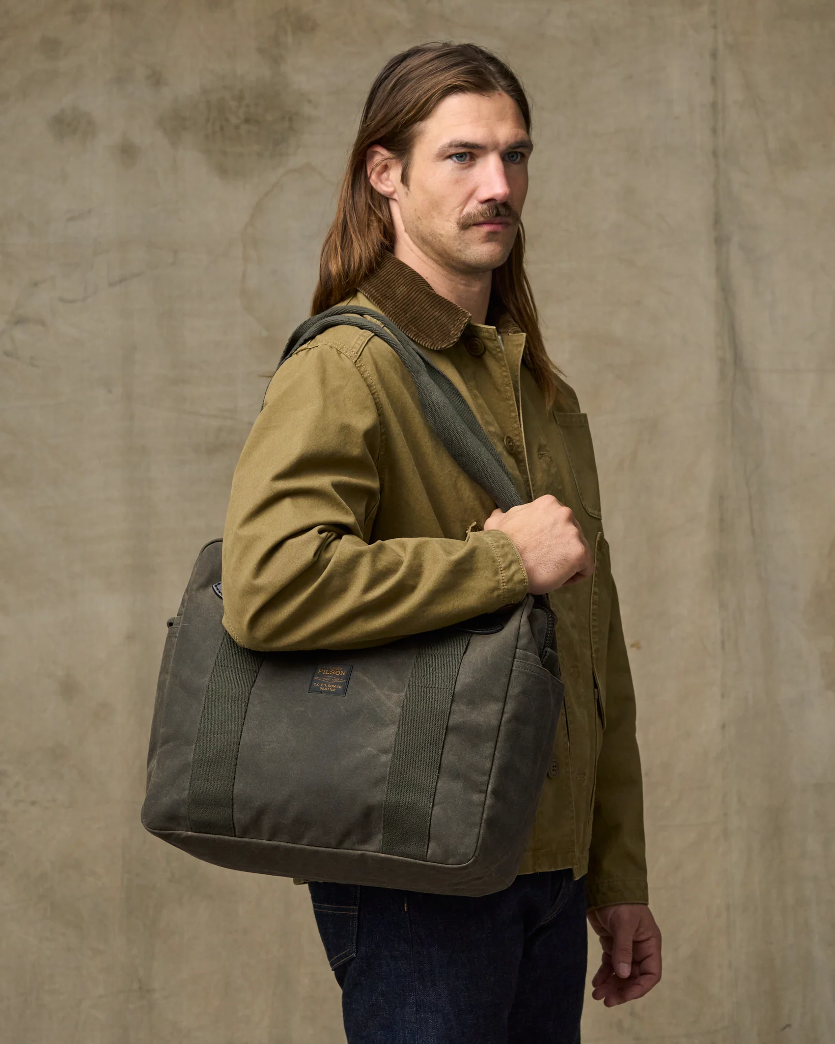 Tin Cloth Zipper Tote Bag - Otter Green - Image 3
