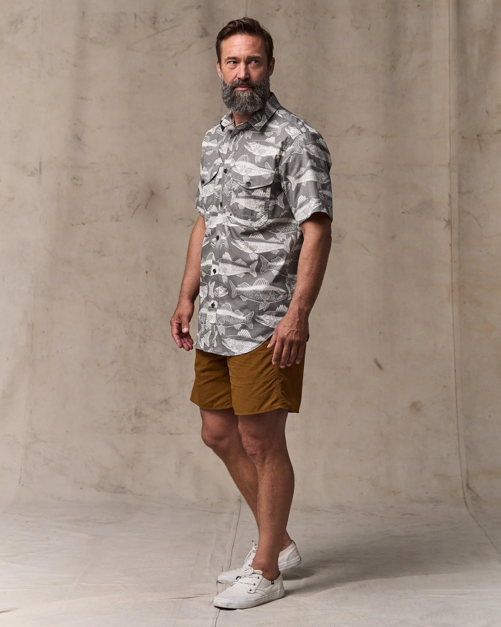 Twin Lakes Short Sleeve Sport Shirt - Beluga / Print - Image 4