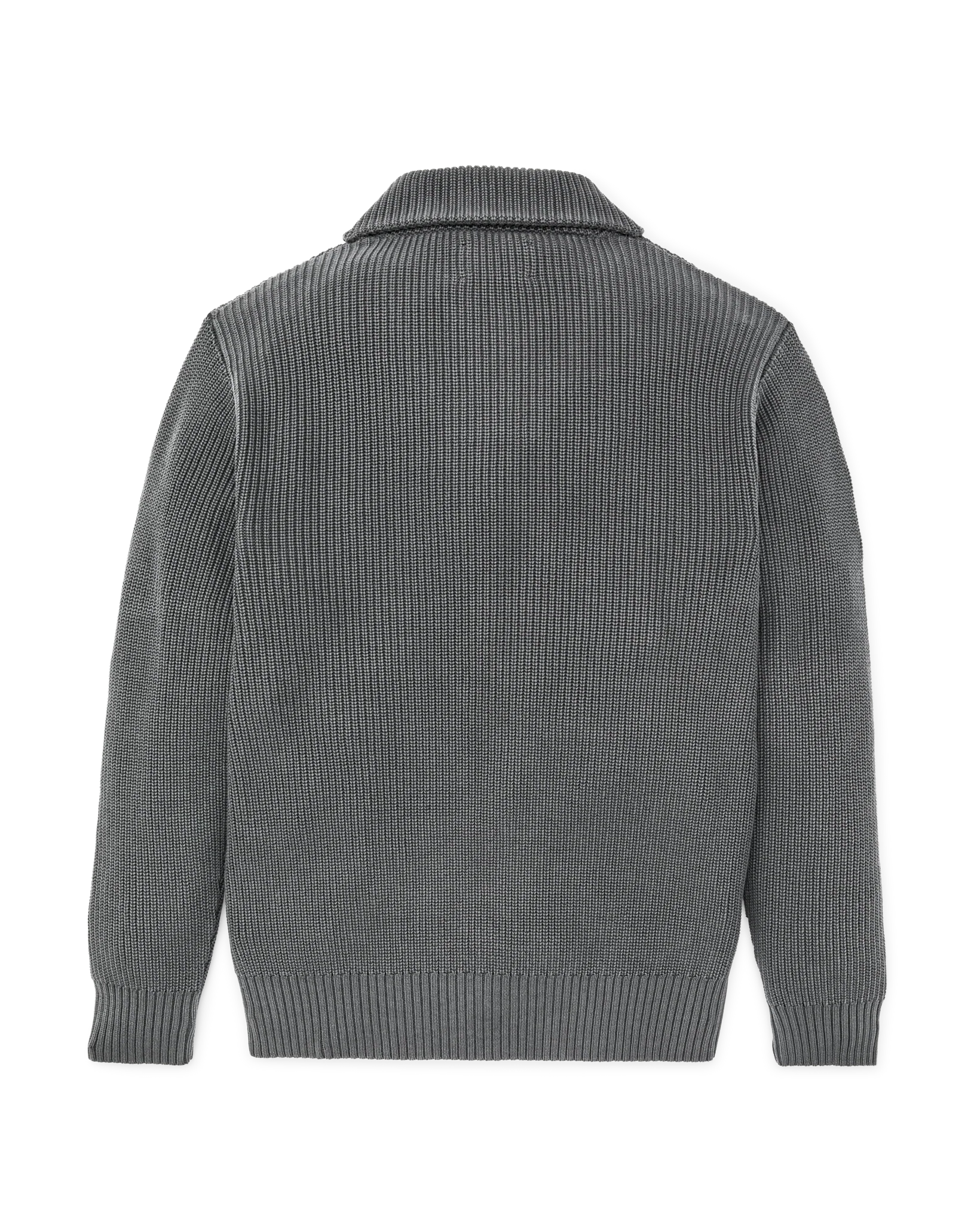 Vintage Cotton Shawl Neck Sweater - Charcoal - Image 5