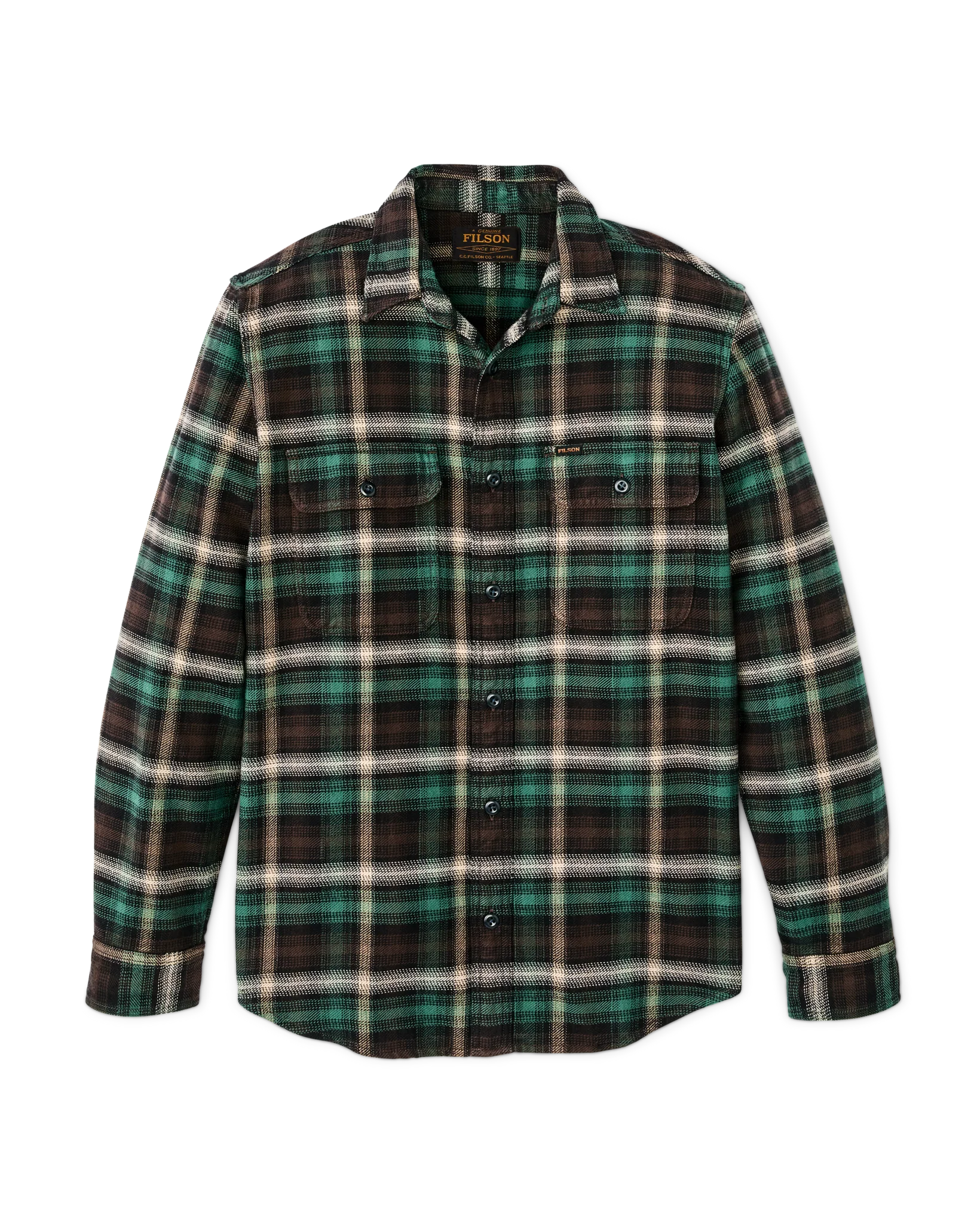 Vintage Flannel Work Shirt - Brown / Cream / Multi Plaid