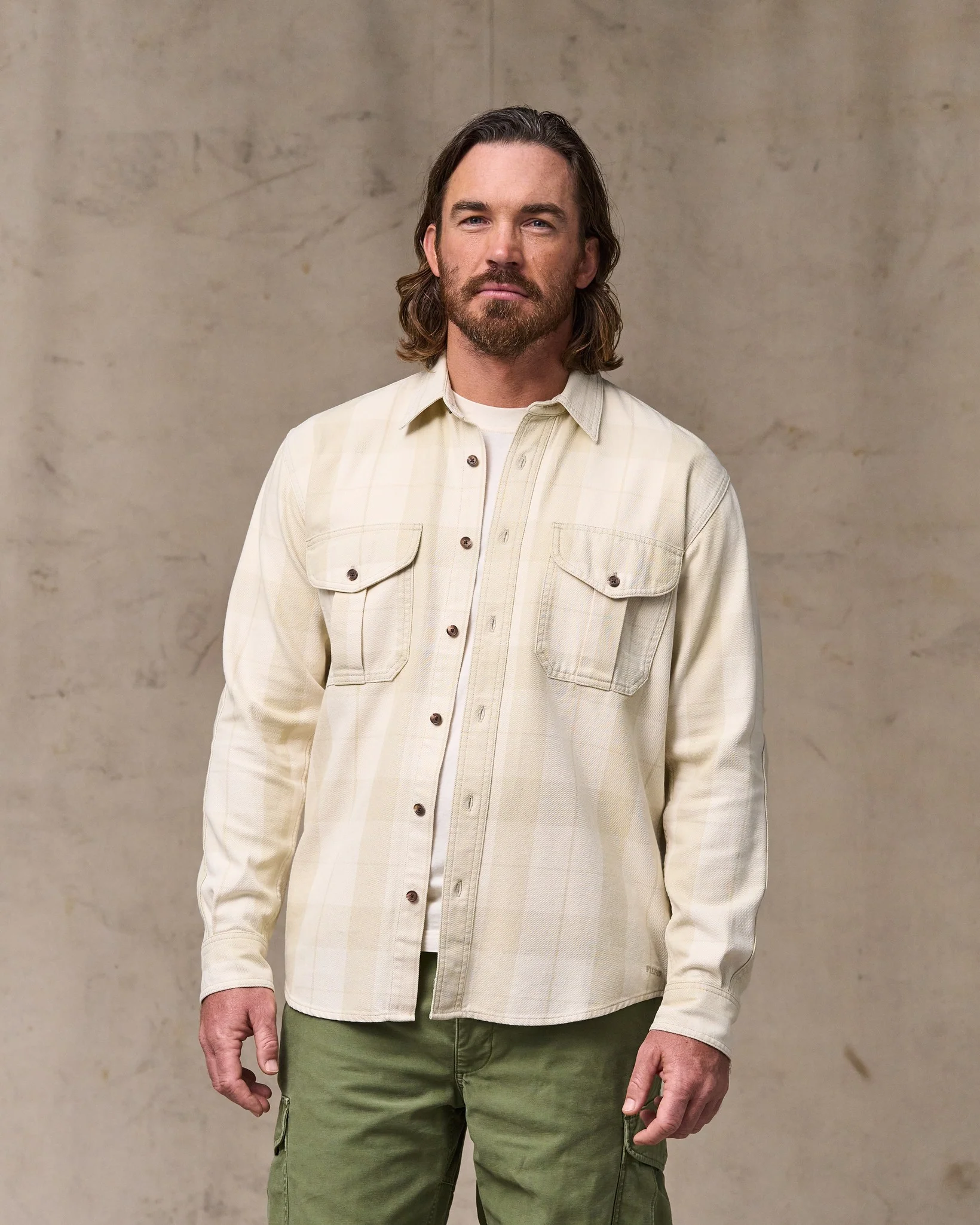 Vintage Wash Alaskan Guide Shirt - Sand / Stone Plaid - Image 4