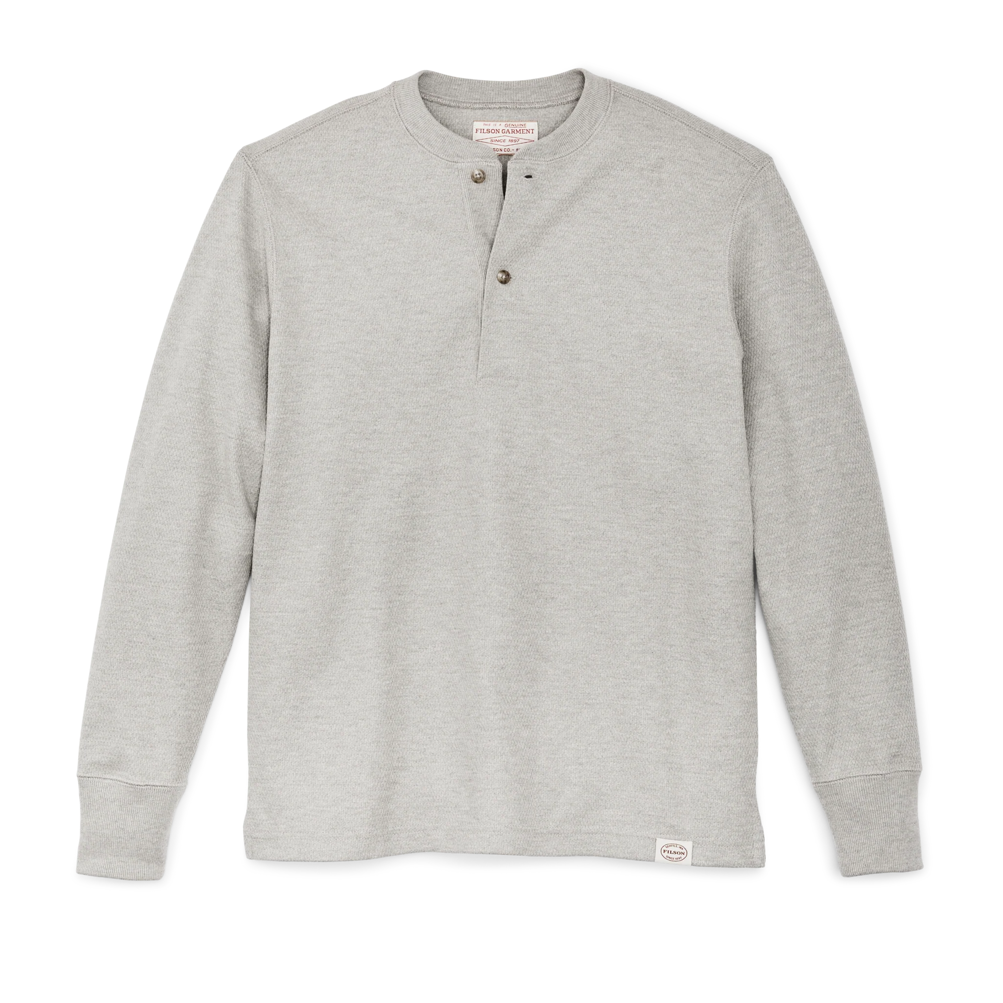 Waffle Knit Henley - Light Heather Gray - Image 3