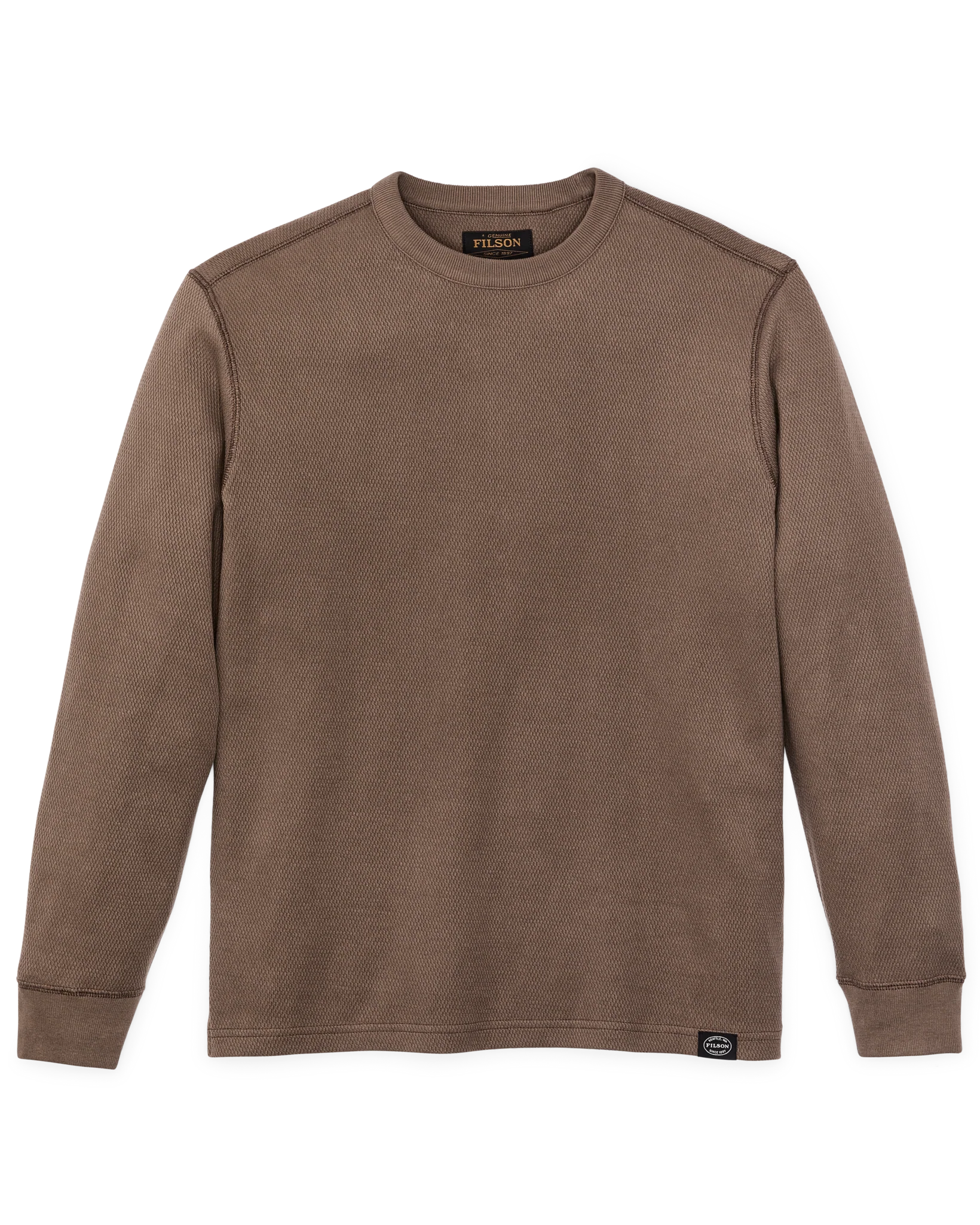 Waffle Knit Thermal Crewneck - Brown - Image 3