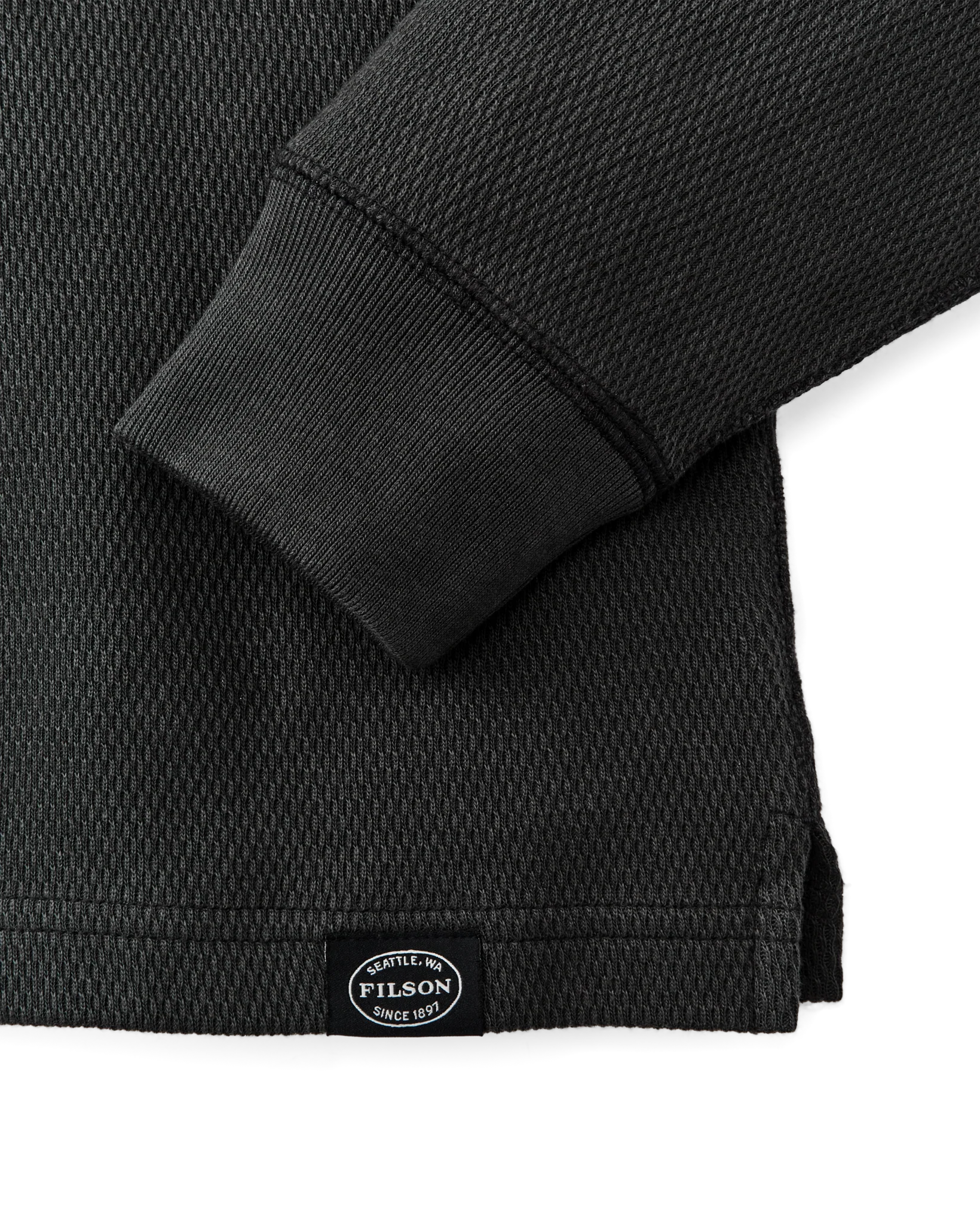 Waffle Knit Thermal Crewneck - Faded Black - Image 6