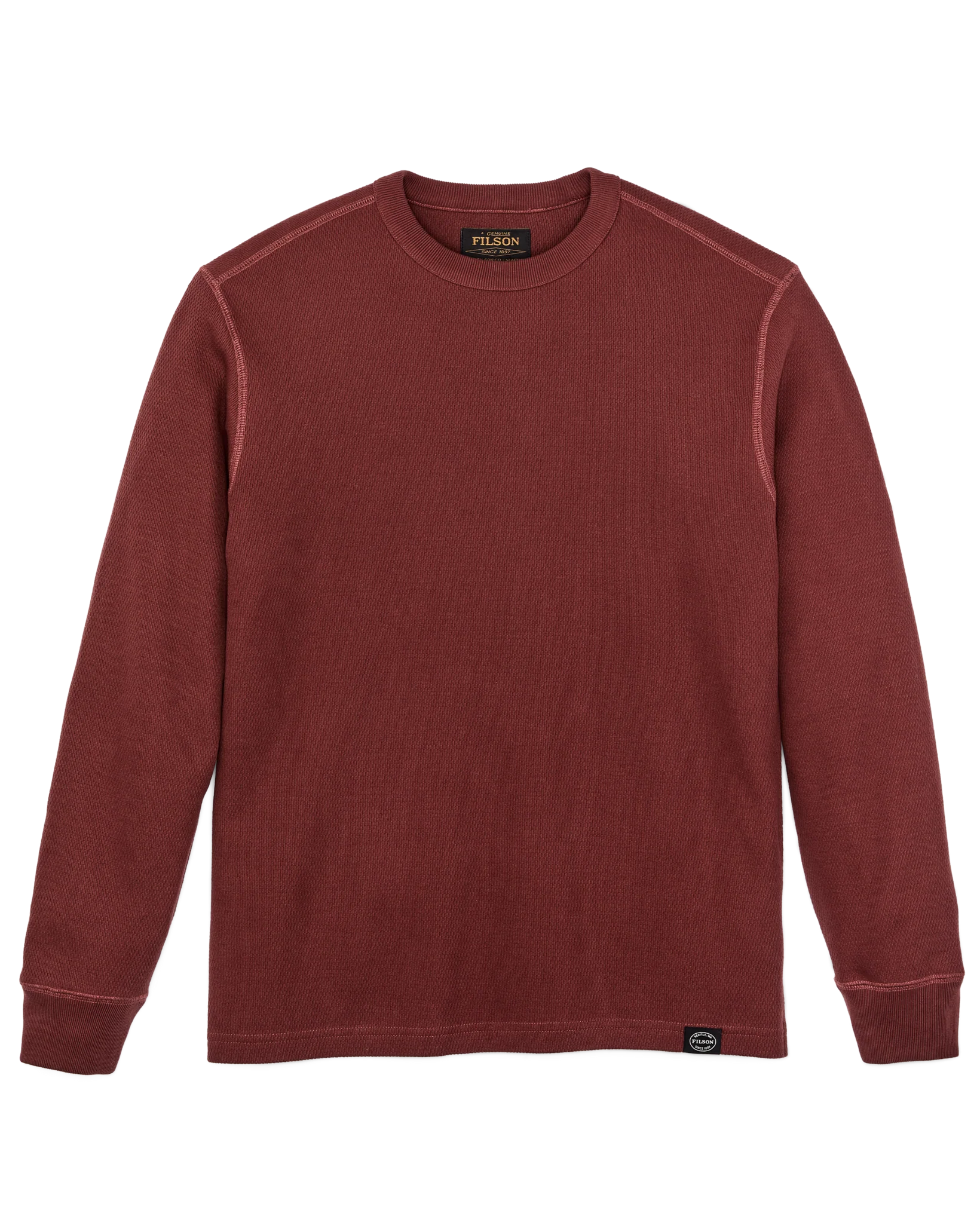 Waffle Knit Thermal Crewneck - Fired Brick