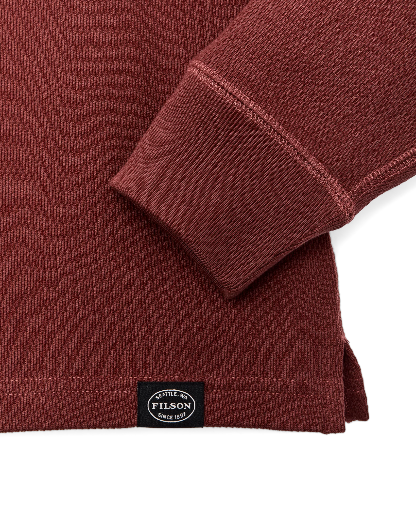 Waffle Knit Thermal Crewneck - Fired Brick - Image 3