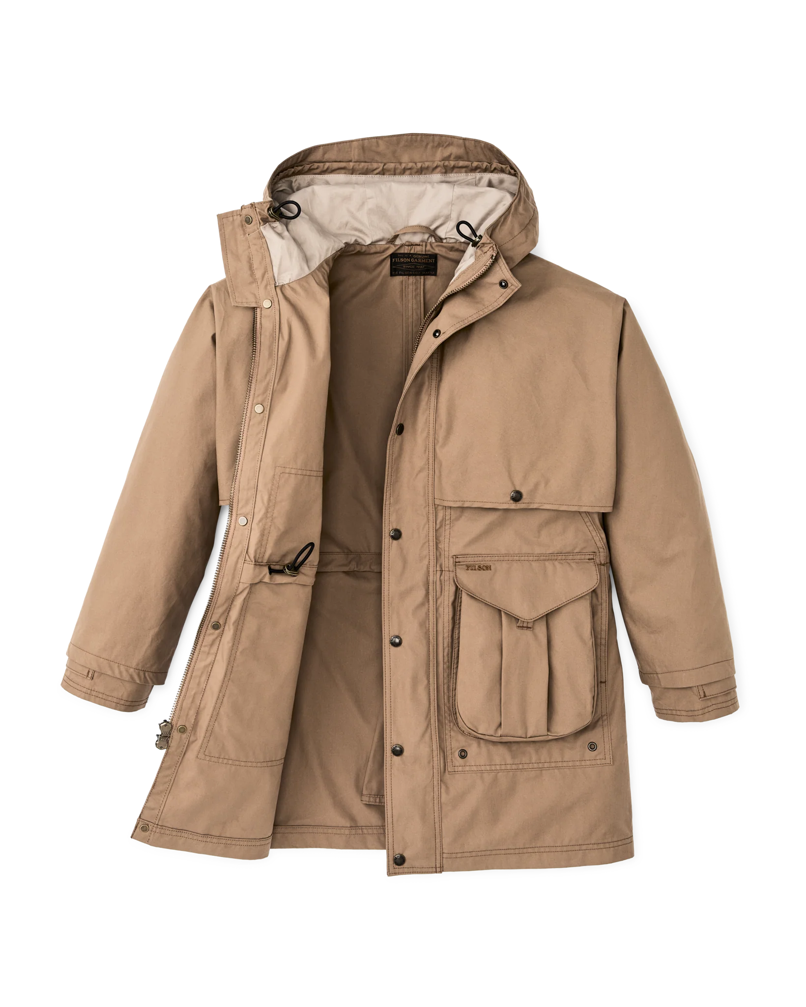 Women's Aviator Cloth Long Raincoat - Dark Tan - Image 10
