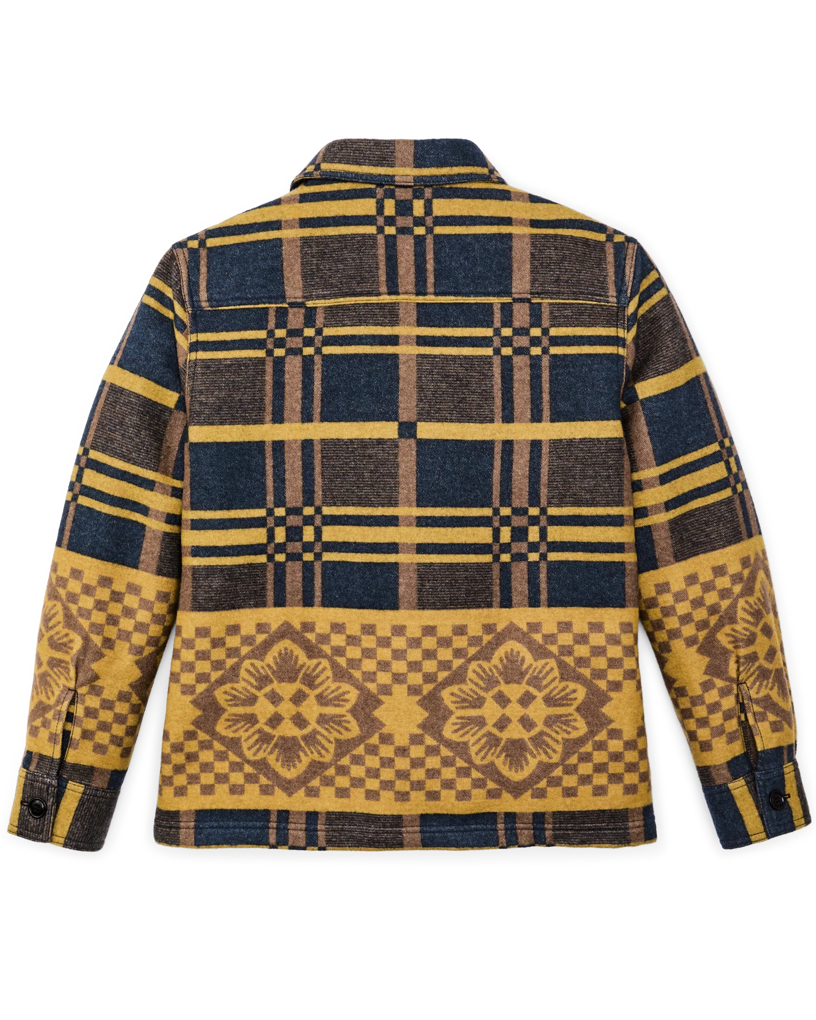 Women's Blanket Wool Overshirt - Flower Blanket Plaid / Bronze Brown - Image 2