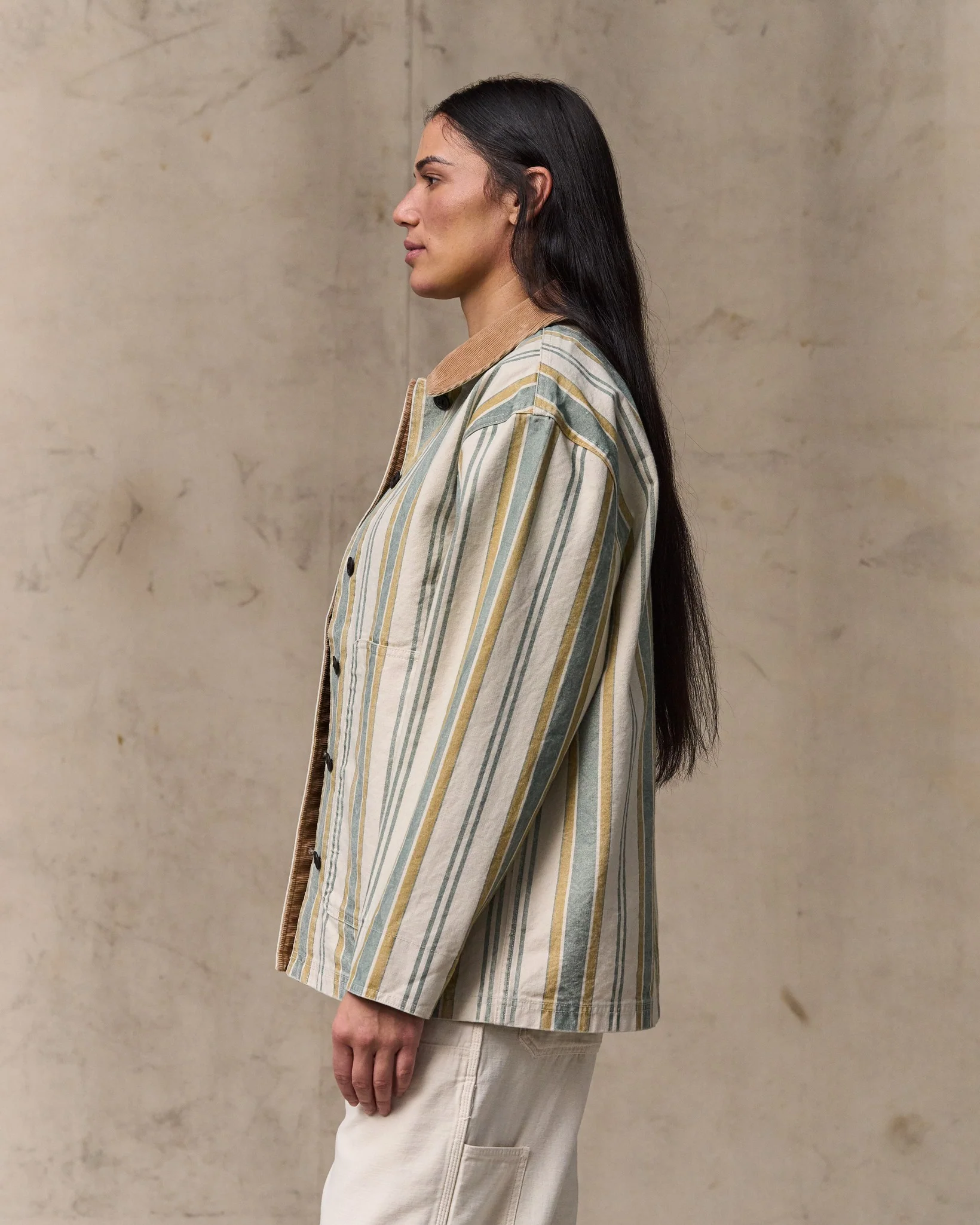 Women's Canvas Barn Coat - Natural / Yellow - Image 4