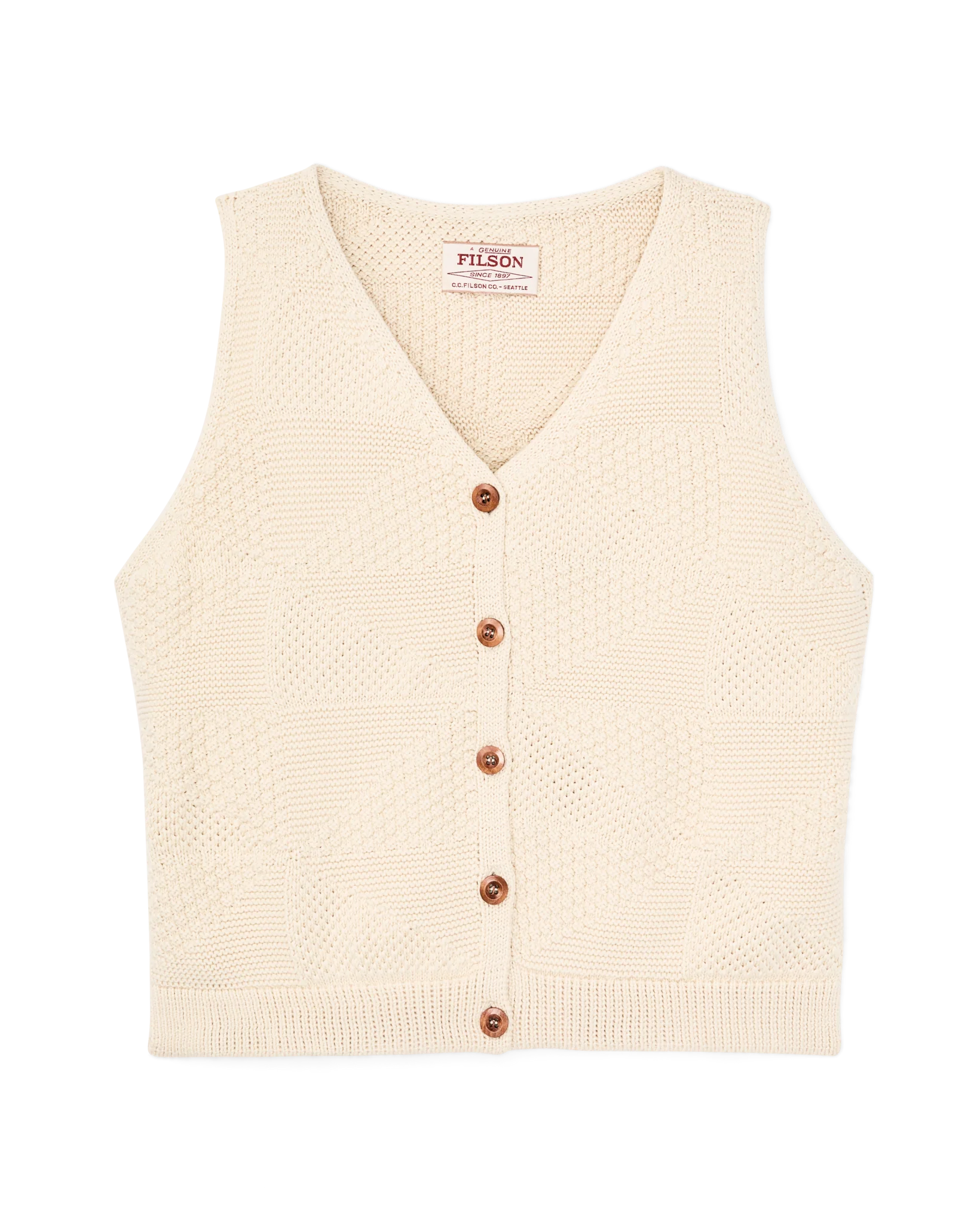 Women's Cotton Sweater Vest - Ivory - Image 5