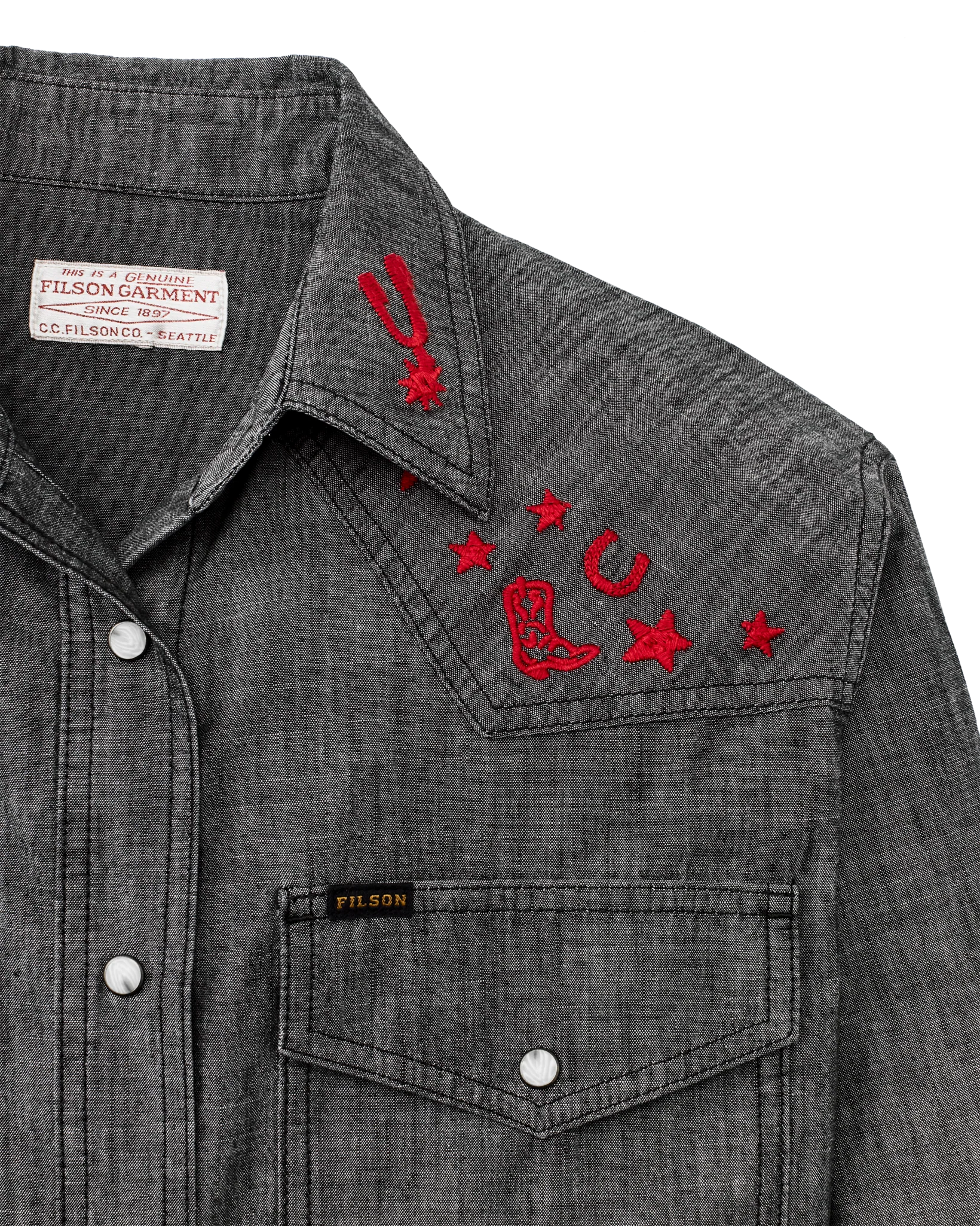 Women's Embroidered Western Shirt - Black Chambray / Western - Image 4