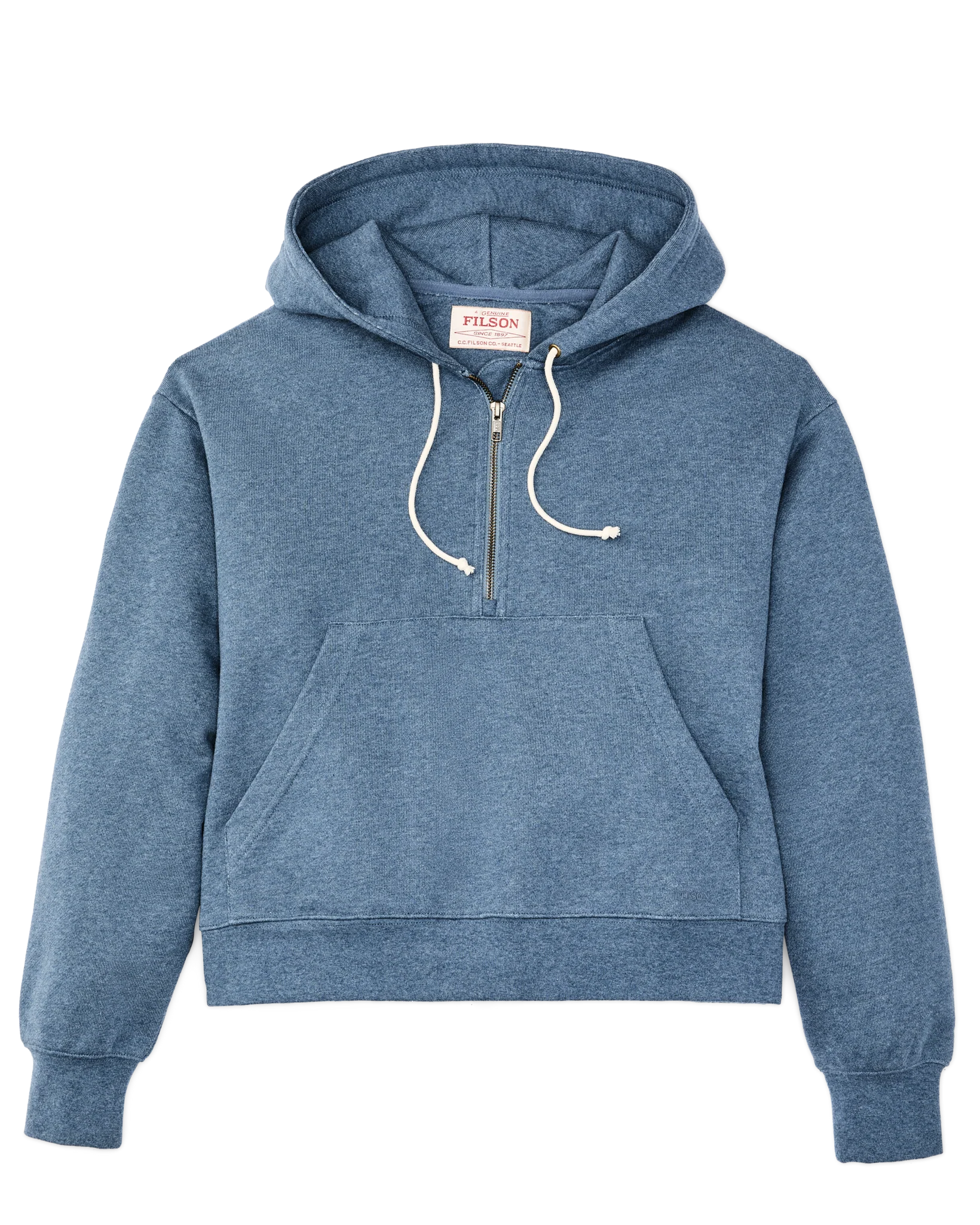 Women's French Terry Half-zip Hoodie - Light Blue - Image 5