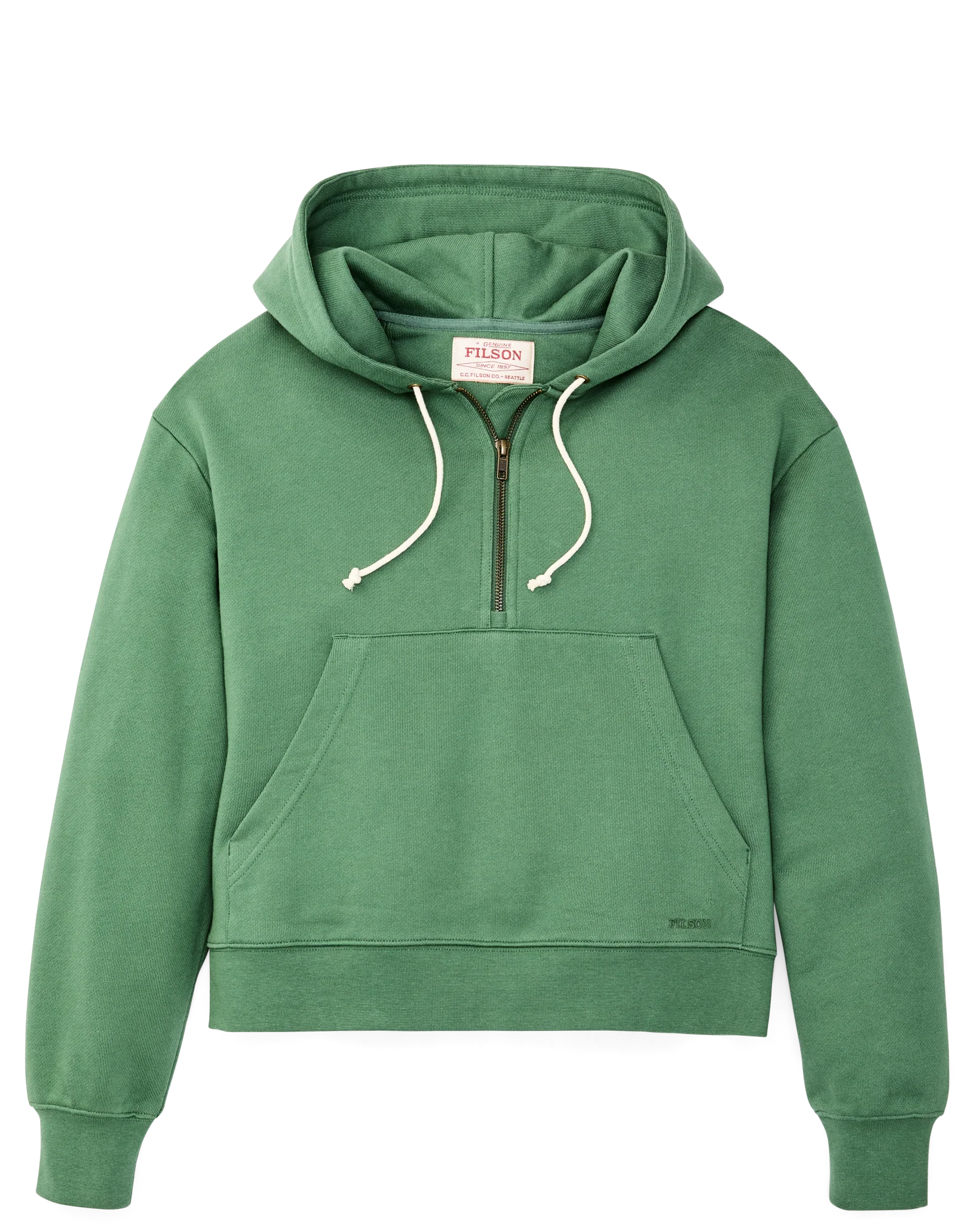 Women's French Terry Half-zip Hoodie - Light Forest - Image 5