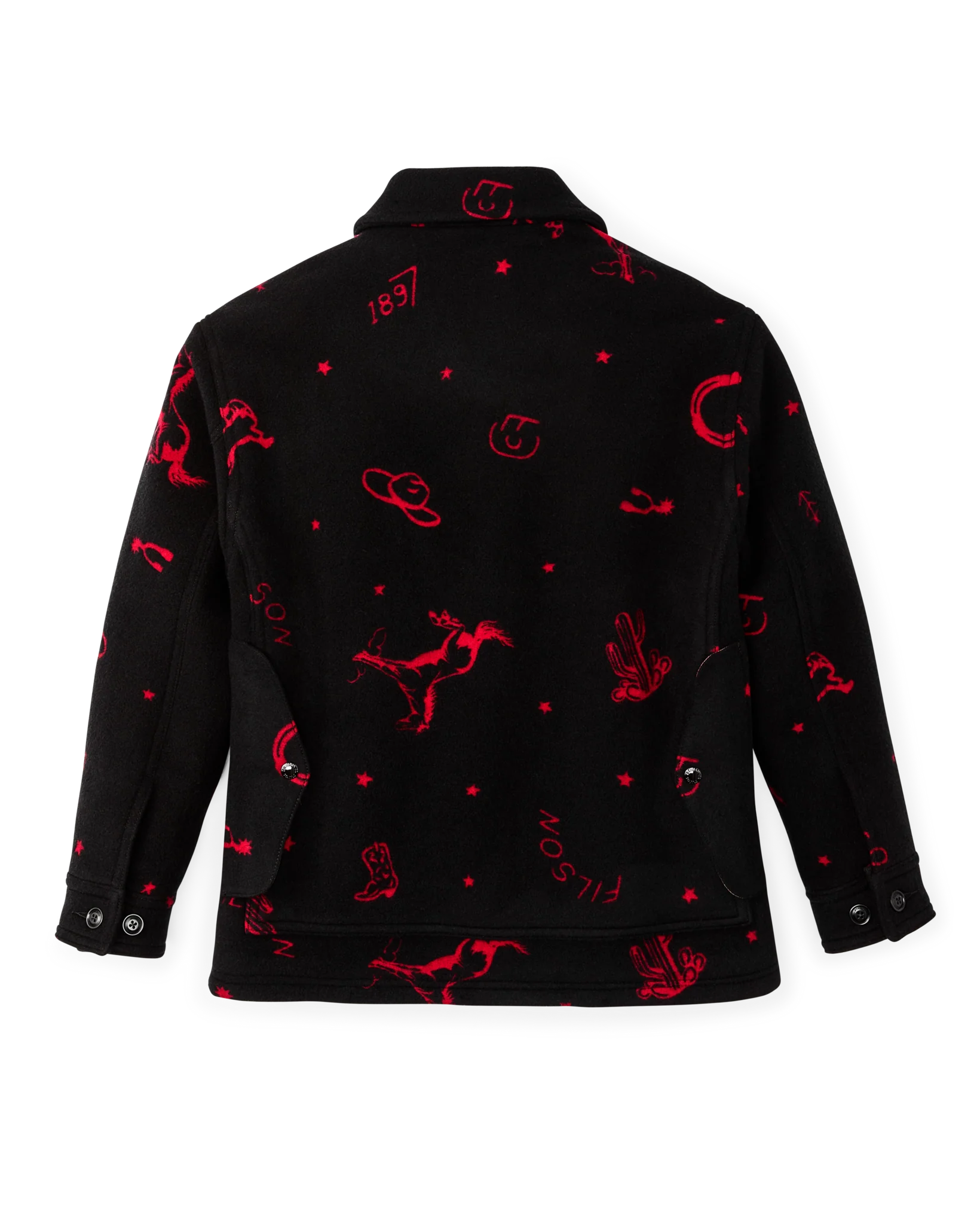 Women's Jacquard Wool Cruiser Jacket - Black / Red Western - Image 5
