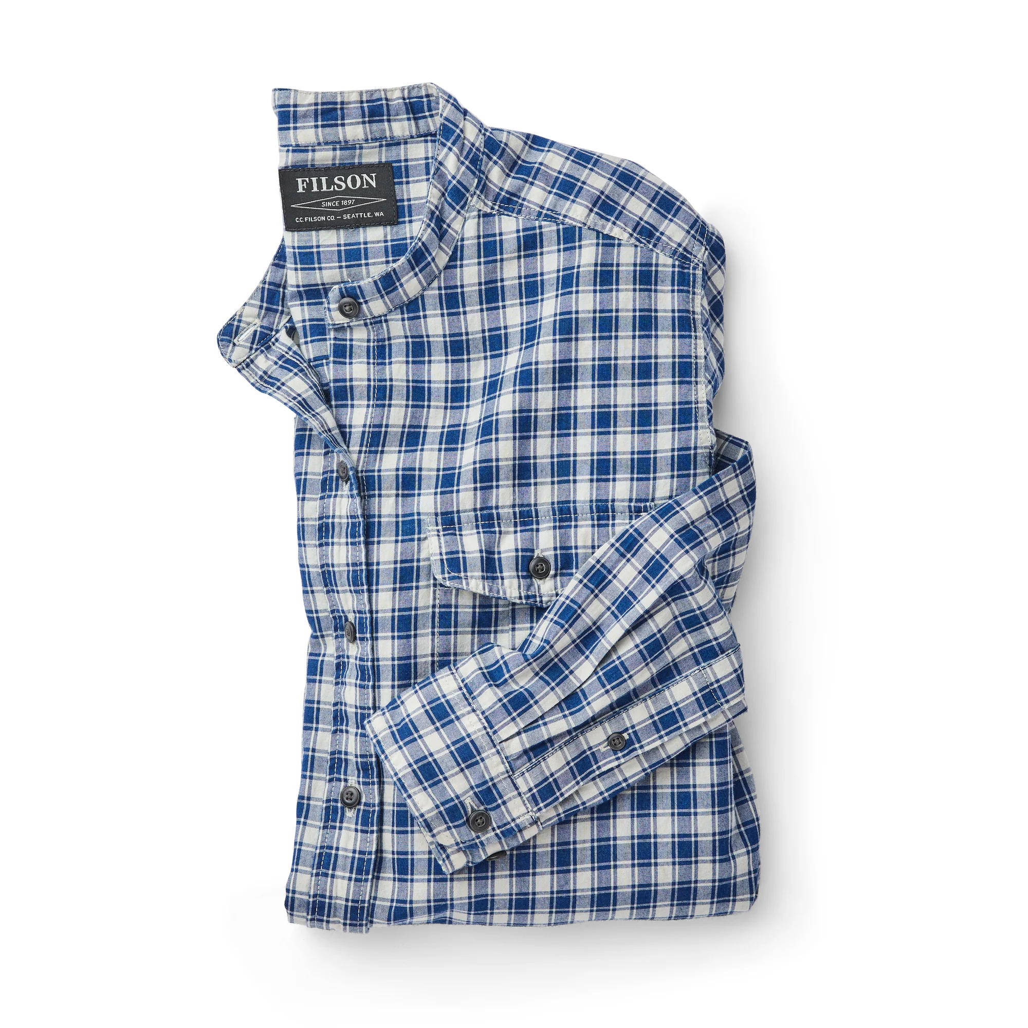 Women's Kadin Island Shirt - Indigo/cream Plaid - Image 6