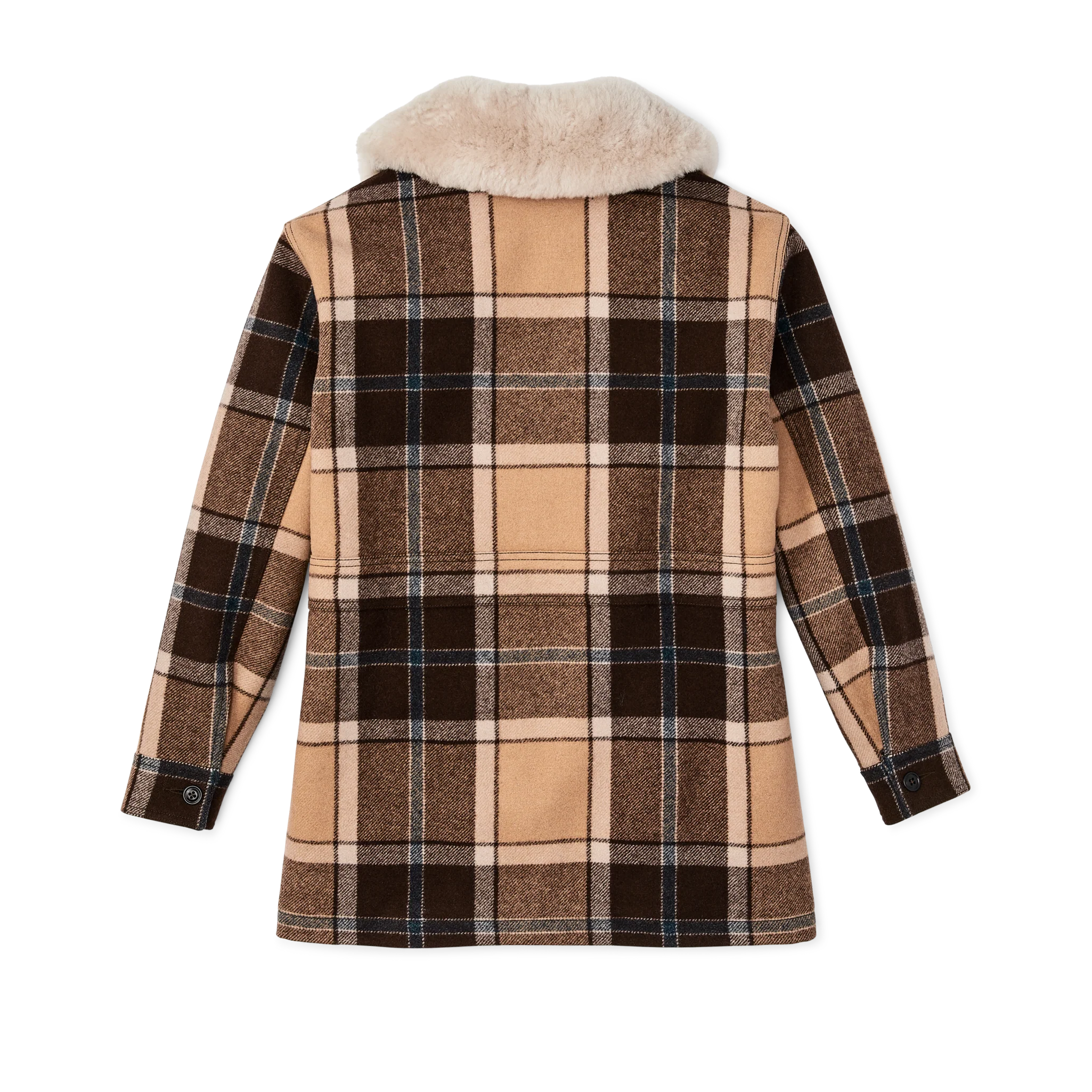 Women's Lined Wool Packer Coat - Cream / Brown / Multi Plaid - Image 2