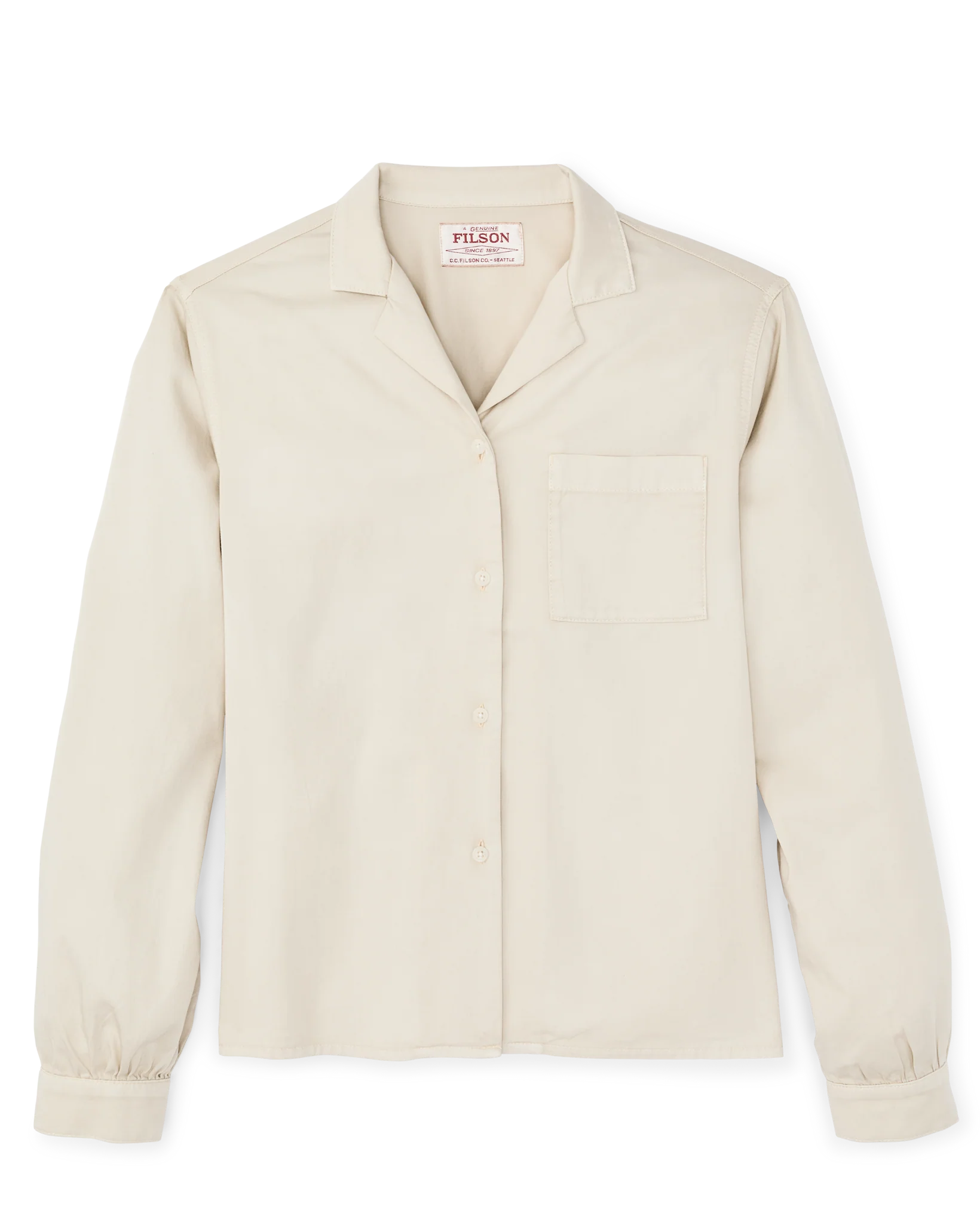 Women's Long Sleeve Twill Camp Shirt - Cream - Image 4